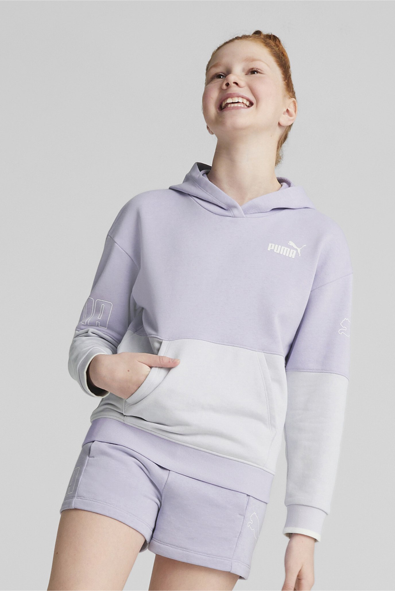 Детское сиреневое худи PUMA Power Colour Block Hoodie Youth 1