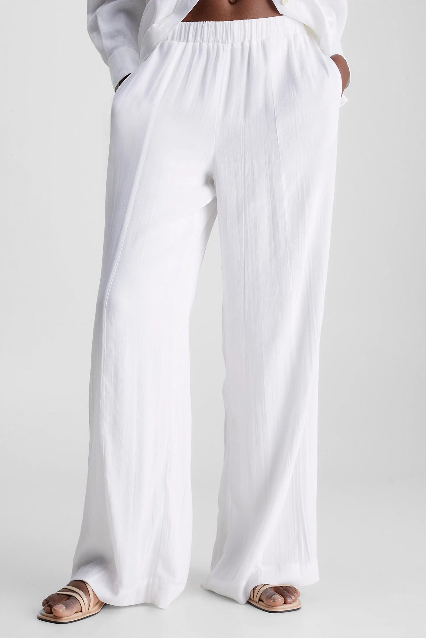 Жіночі білі брюки SUMMER TEXTURED WIDE LEG 1