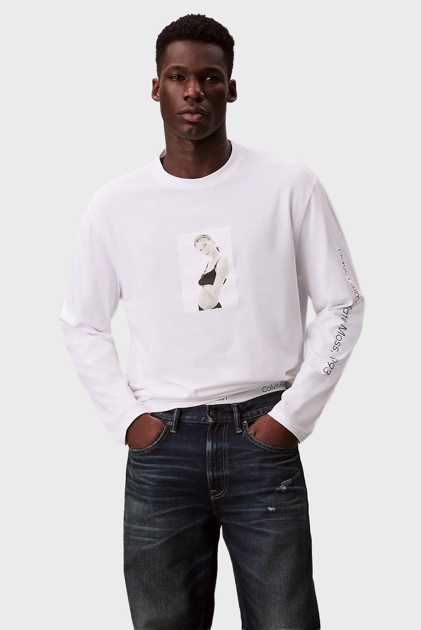 Мужской белый лонгслив CLASSIC KATE Белый L Calvin Klein LV040408MF Мужской белый лонгслив CLASSIC KATE Белый L Calvin Klein LV040408MF