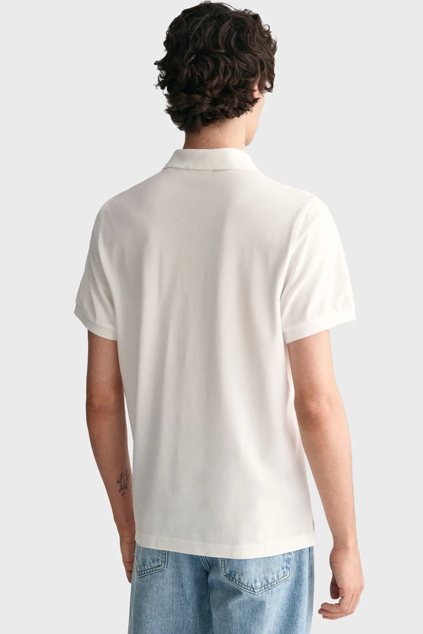 Мужское белое поло REG SHIELD SS PIQUE POLO 3