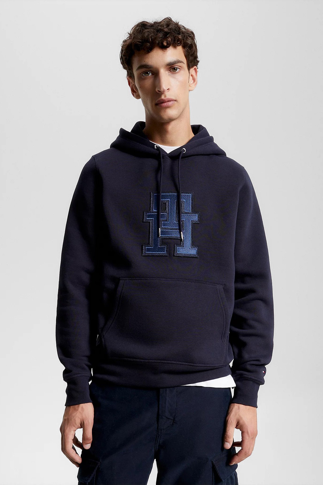 Чоловіче темно-синє худі MONOGRAM APPLIQUE HOODY 1