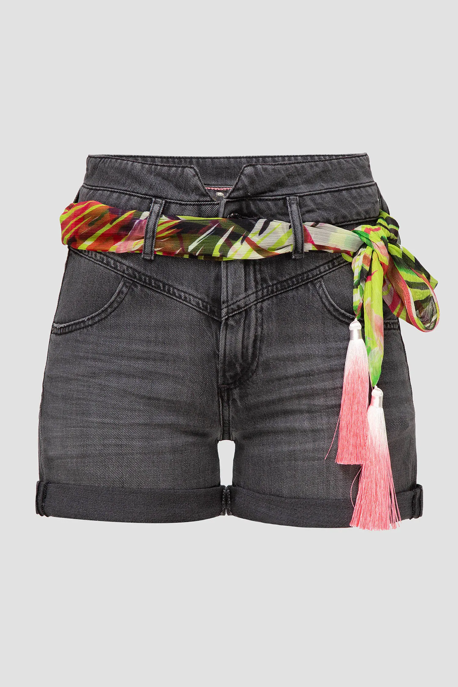 Женские серые джинсовые шорты 5