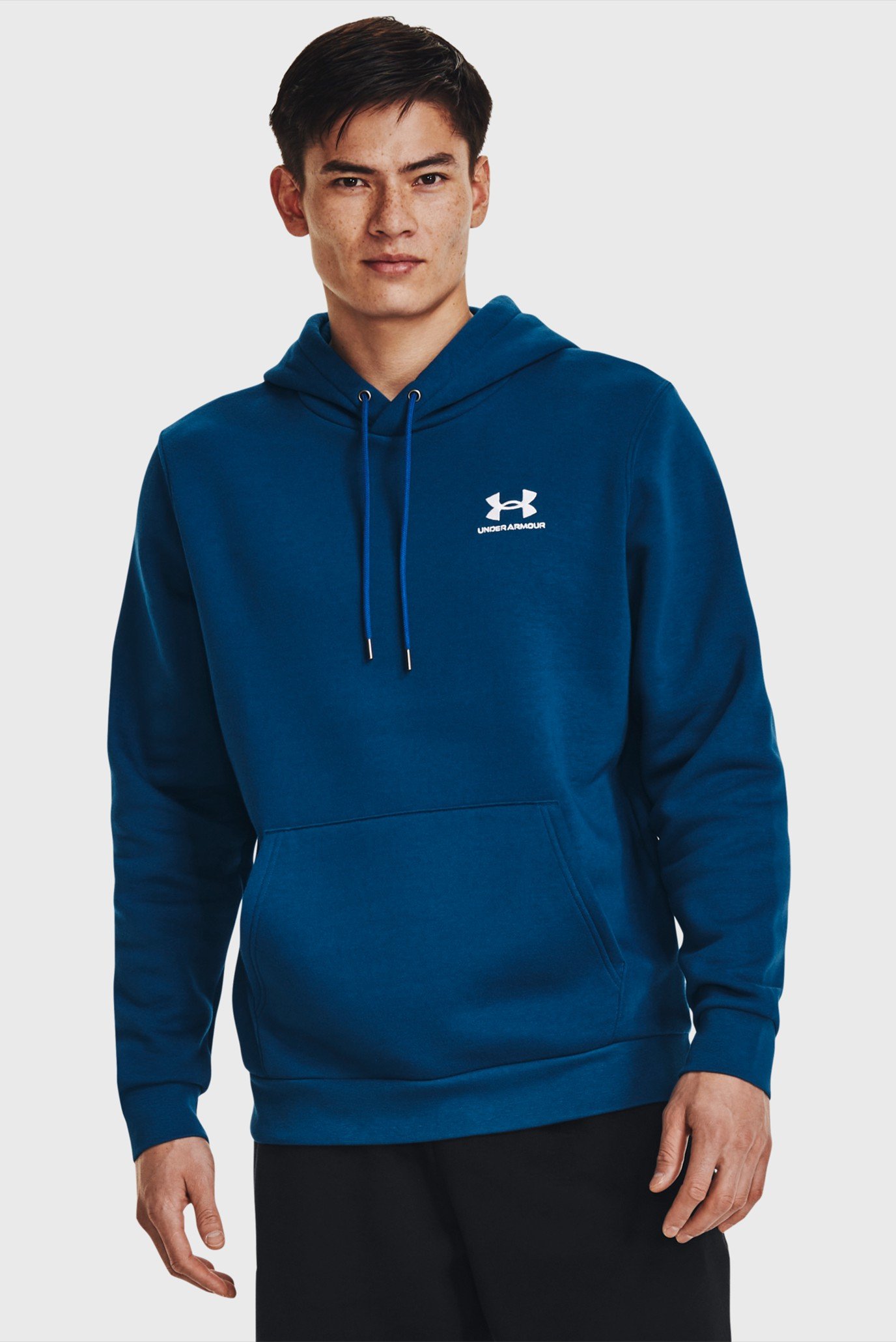 Мужское синее худи UA Essential Fleece Hoodie-GRN 1