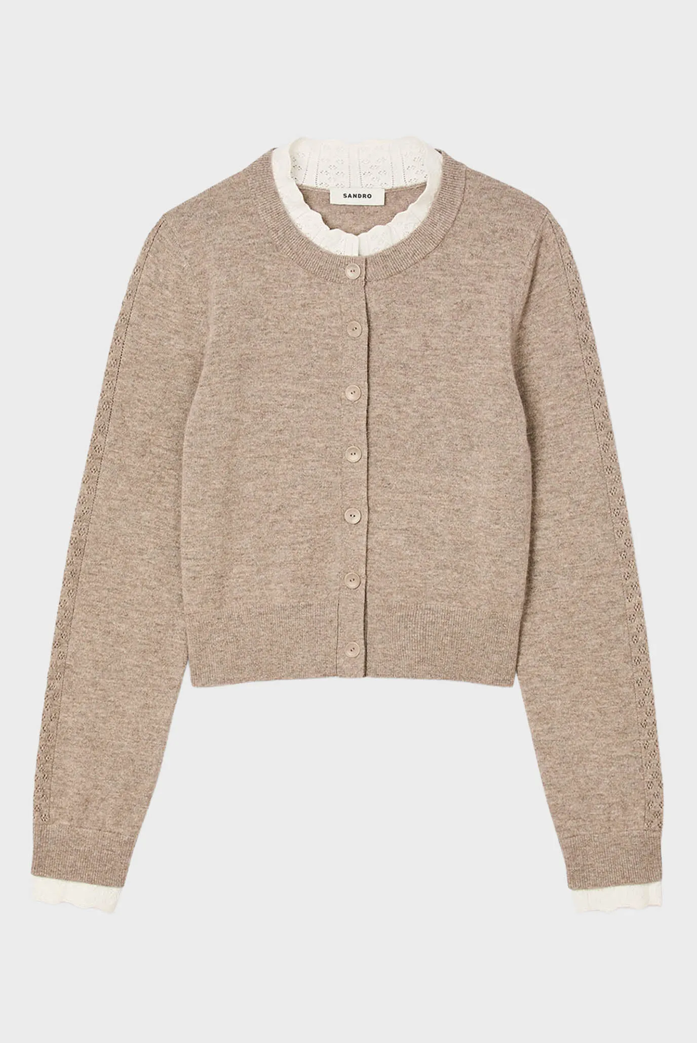 Жіночий бежевий вовняний кардиган 6