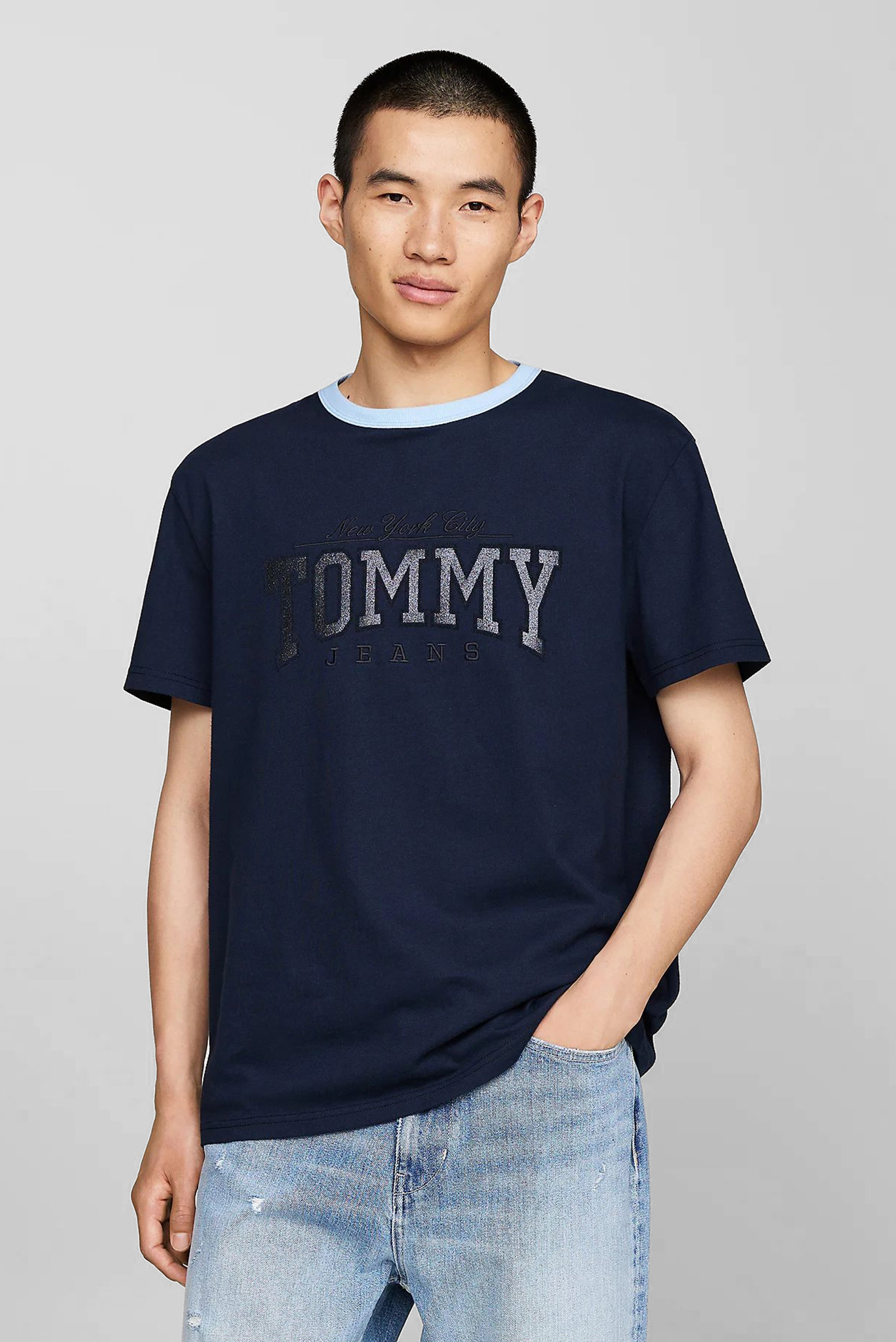 Мужская темно-синяя футболка TJM REG TJ SCRIPT  NY TEE 1