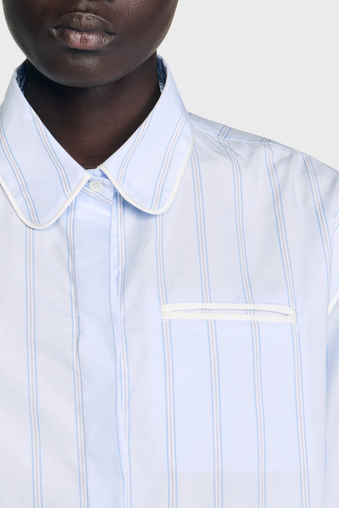 Жіноча блакитна сорочка у смужку 4