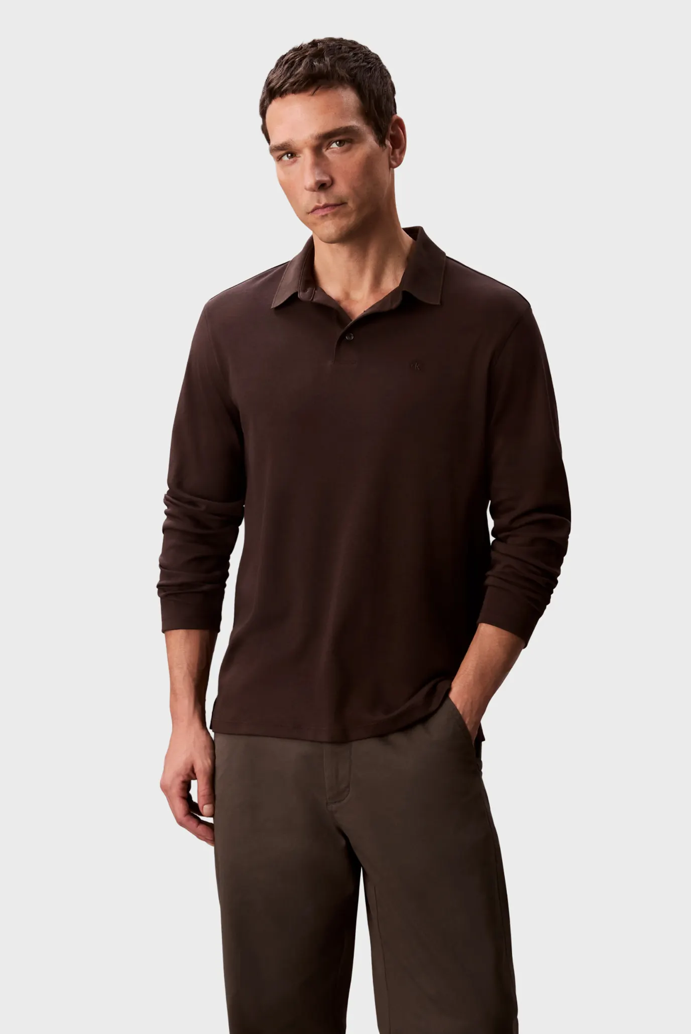 Чоловіче коричневе поло LS SUPIMA COTTON SOLID POLO 1