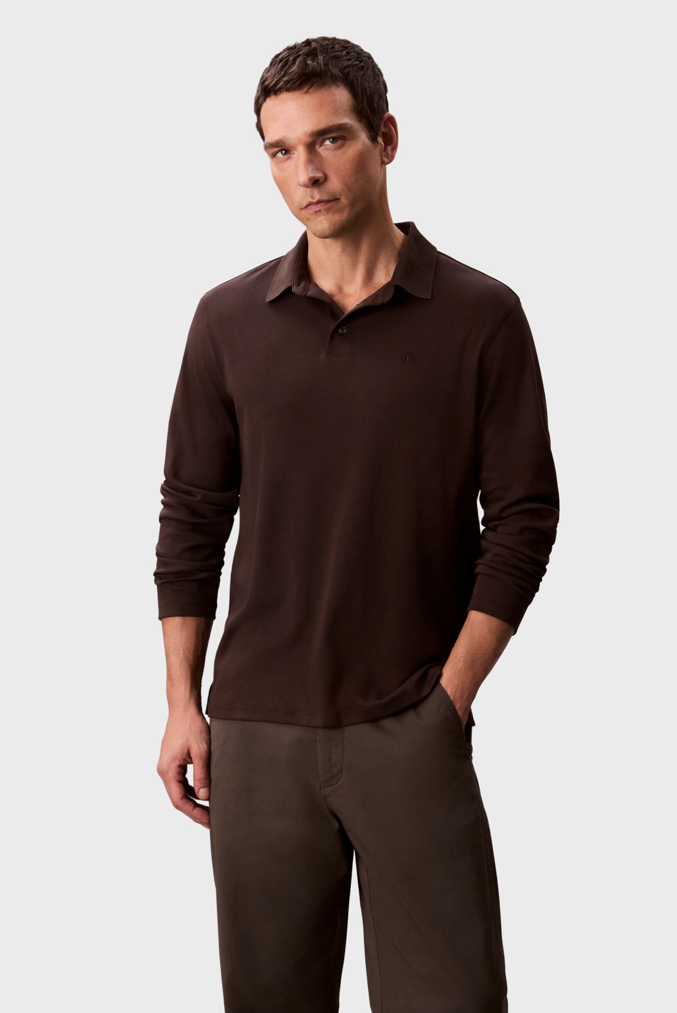 Мужское коричневое поло LS SUPIMA COTTON SOLID POLO Коричневый XXL Calvin Klein LV040EM909 Мужское коричневое поло LS SUPIMA COTTON SOLID POLO Коричневый XXL Calvin Klein LV040EM909