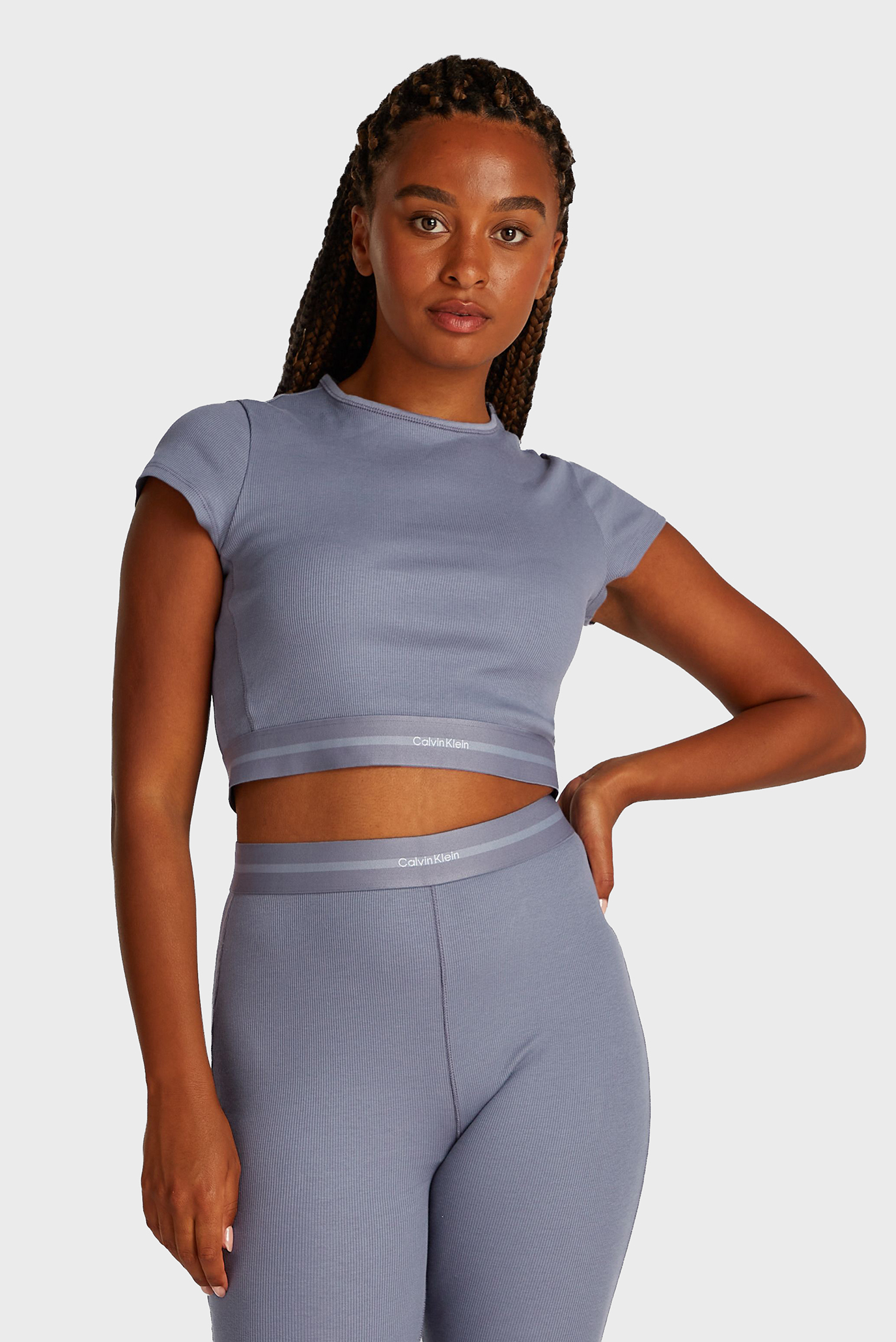 Женский синий топ RIB CROP TEE Синий M Calvin Klein LV00QS7349 Женский синий топ RIB CROP TEE Синий M Calvin Klein LV00QS7349