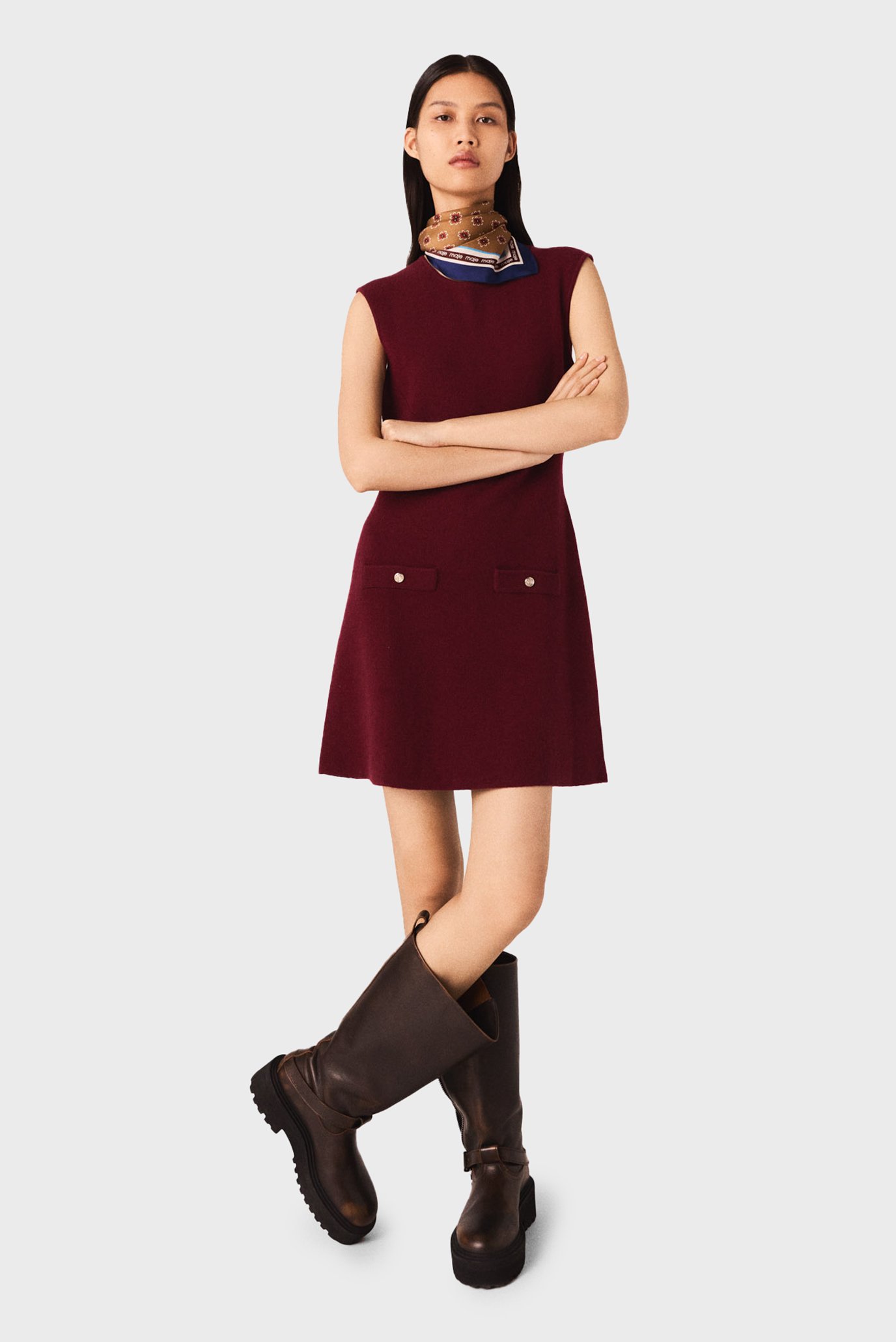 Женское бордовое платье 2в1 Бордовый 36 MAJE MFPRO04360_Burgundy Женское бордовое платье 2в1 Бордовый 36 MAJE MFPRO04360_Burgundy