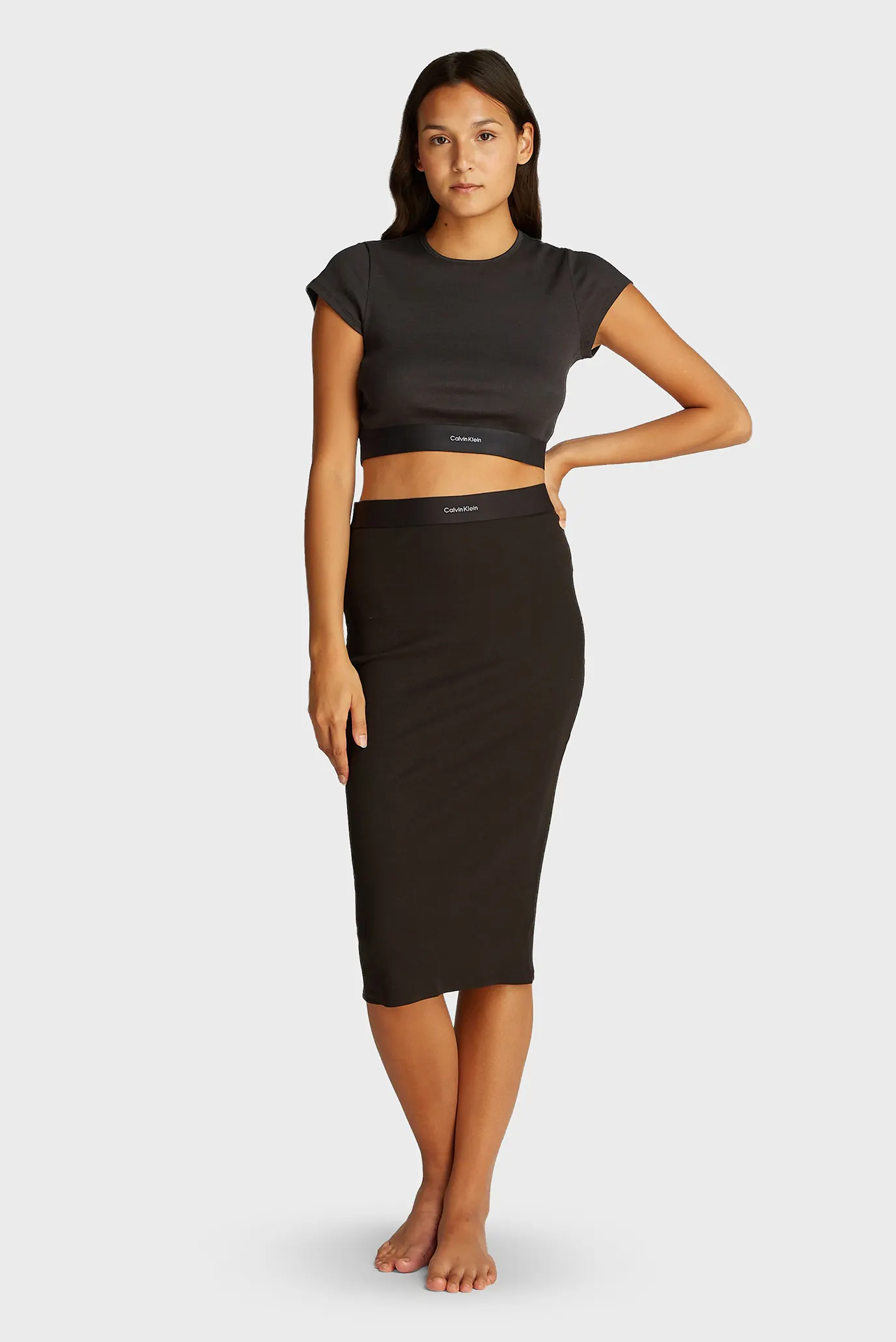 Женский черный топ RIB CROP TEE 2