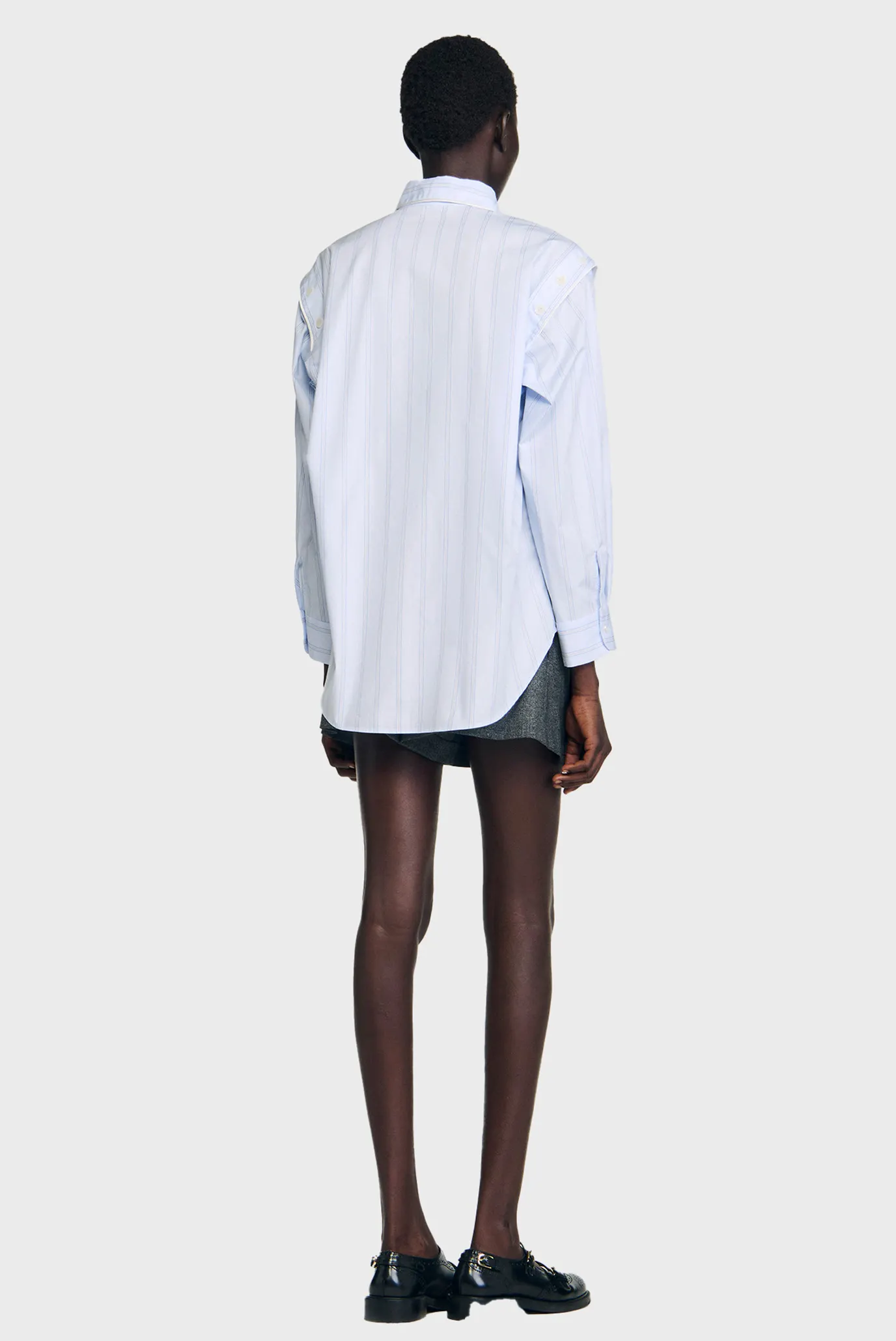 Жіноча блакитна сорочка у смужку 3