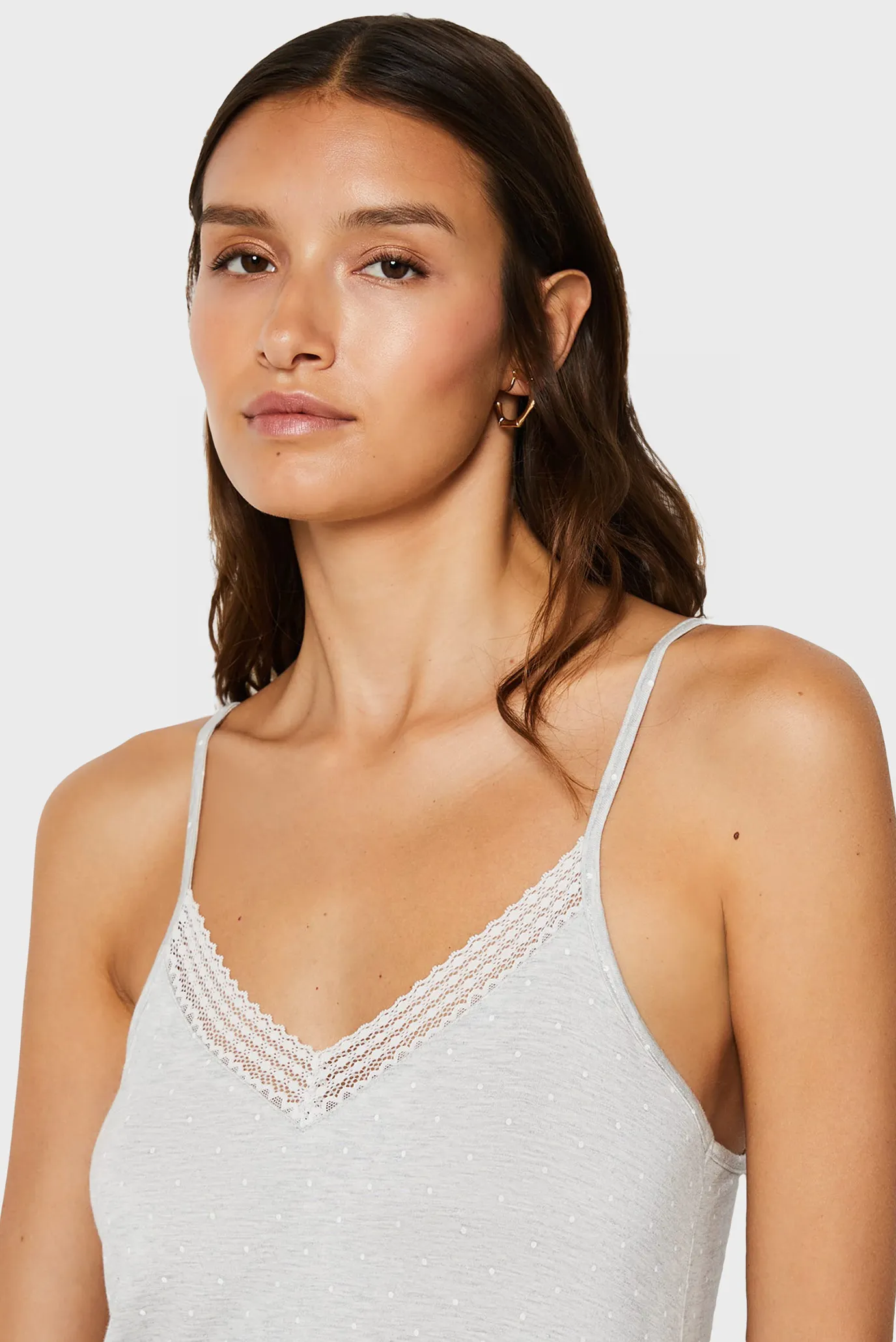 Женская светло-серая ночная рубашка в горошек MOLLY DOTS 4