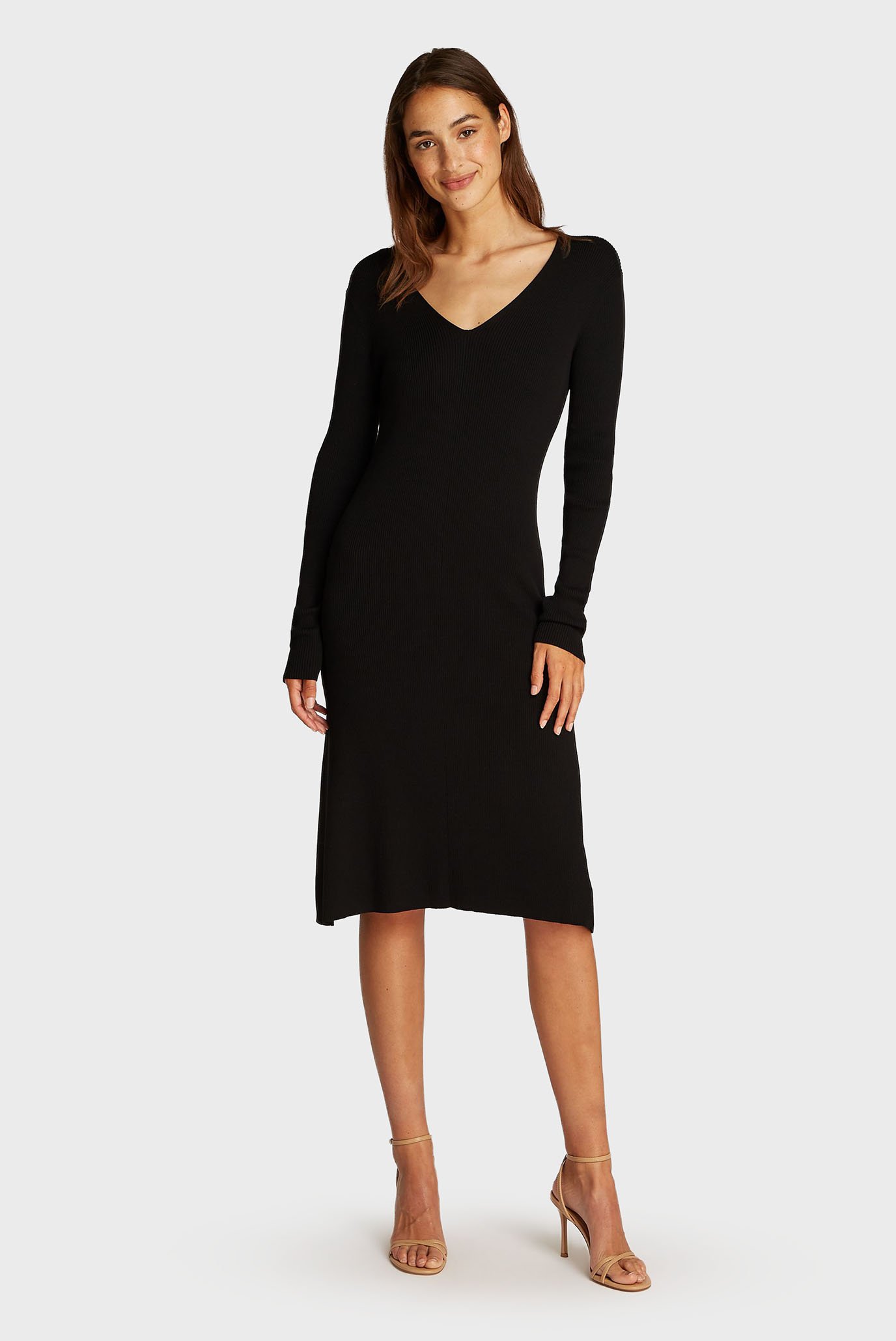 Женское черное платье ICONIC RIB SWEATER DRESS Черный S Calvin Klein K20K208102 Женское черное платье ICONIC RIB SWEATER DRESS Черный S Calvin Klein K20K208102