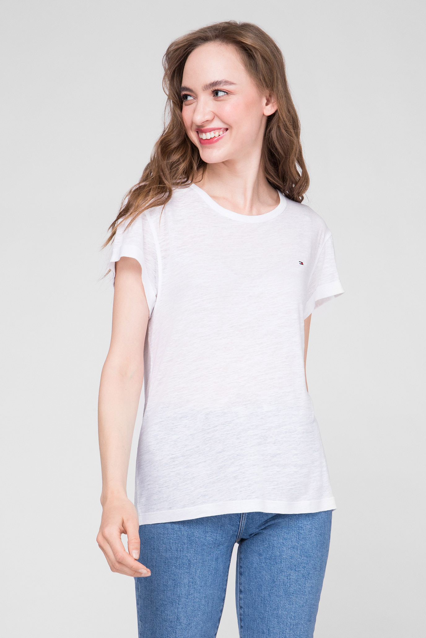 Жіноча біла лляна футболка VIKKI 1