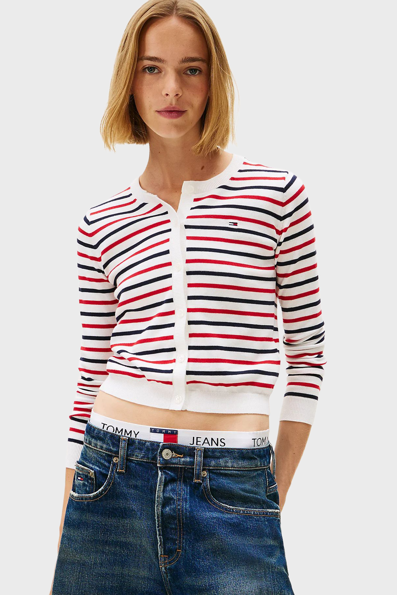 Женский кардиган в полоску TJW ESSENTIAL Разноцветный M Tommy Jeans DW0DW20976 Женский кардиган в полоску TJW ESSENTIAL Разноцветный M Tommy Jeans DW0DW20976