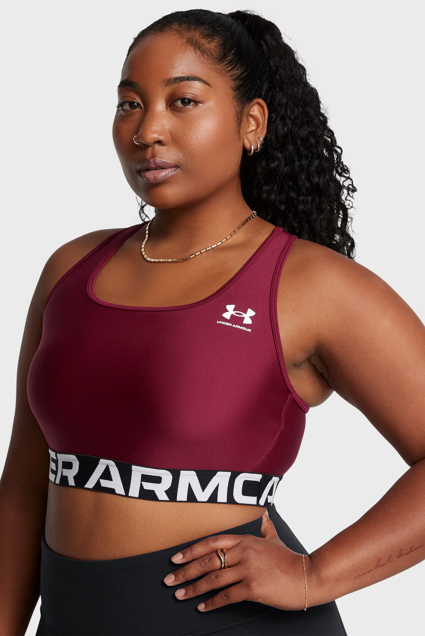 Жіночий бордовий топ UA HG Authentics Mid Branded 2