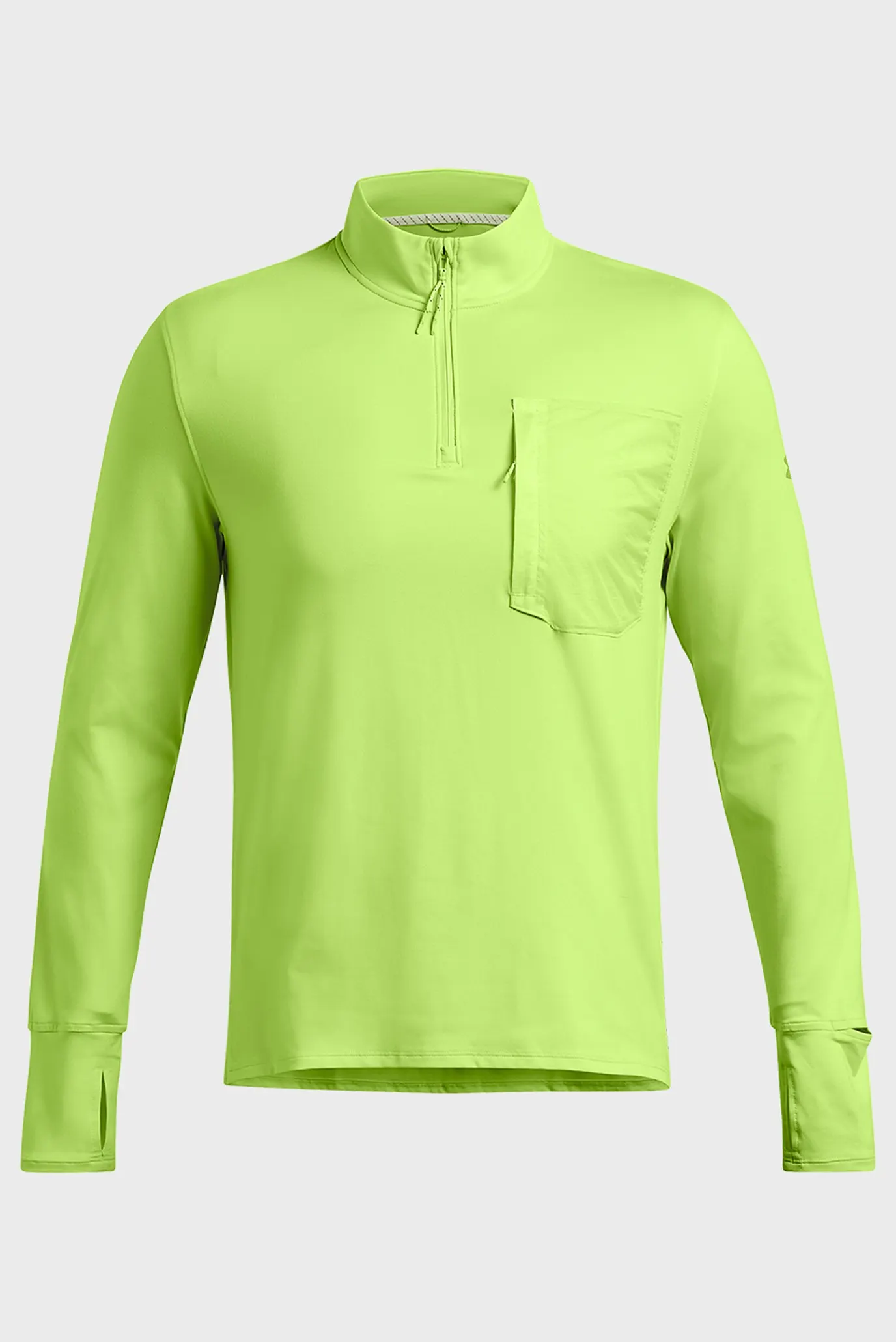 Мужской салатовый лонгслив UA TRAIL RUN QUARTER ZIP 5