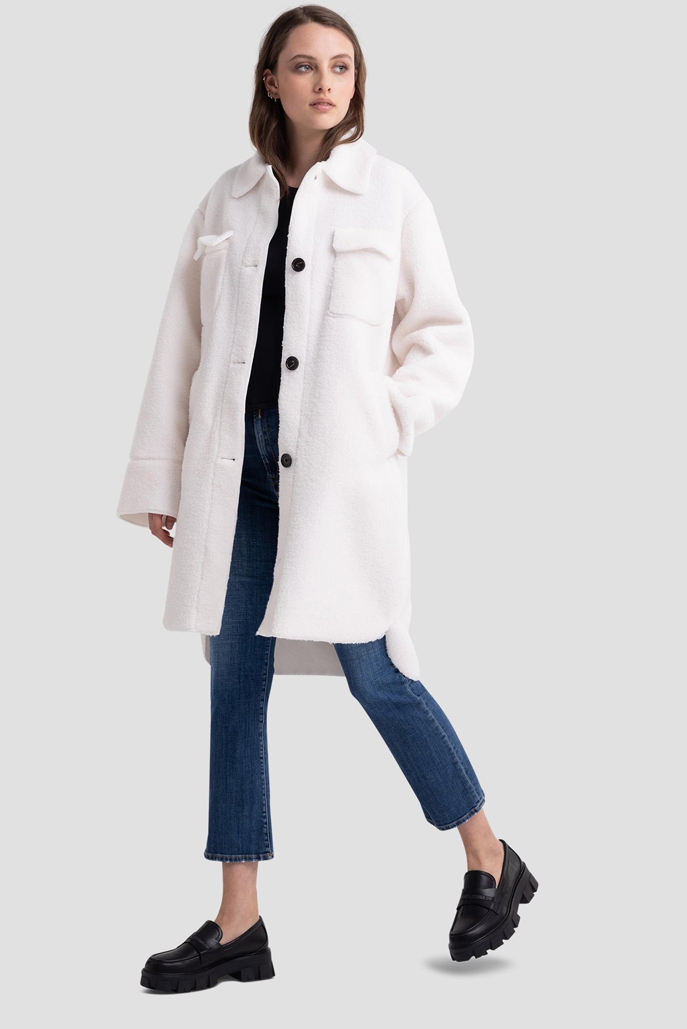 Жіноча біла сорочка-пальто 1