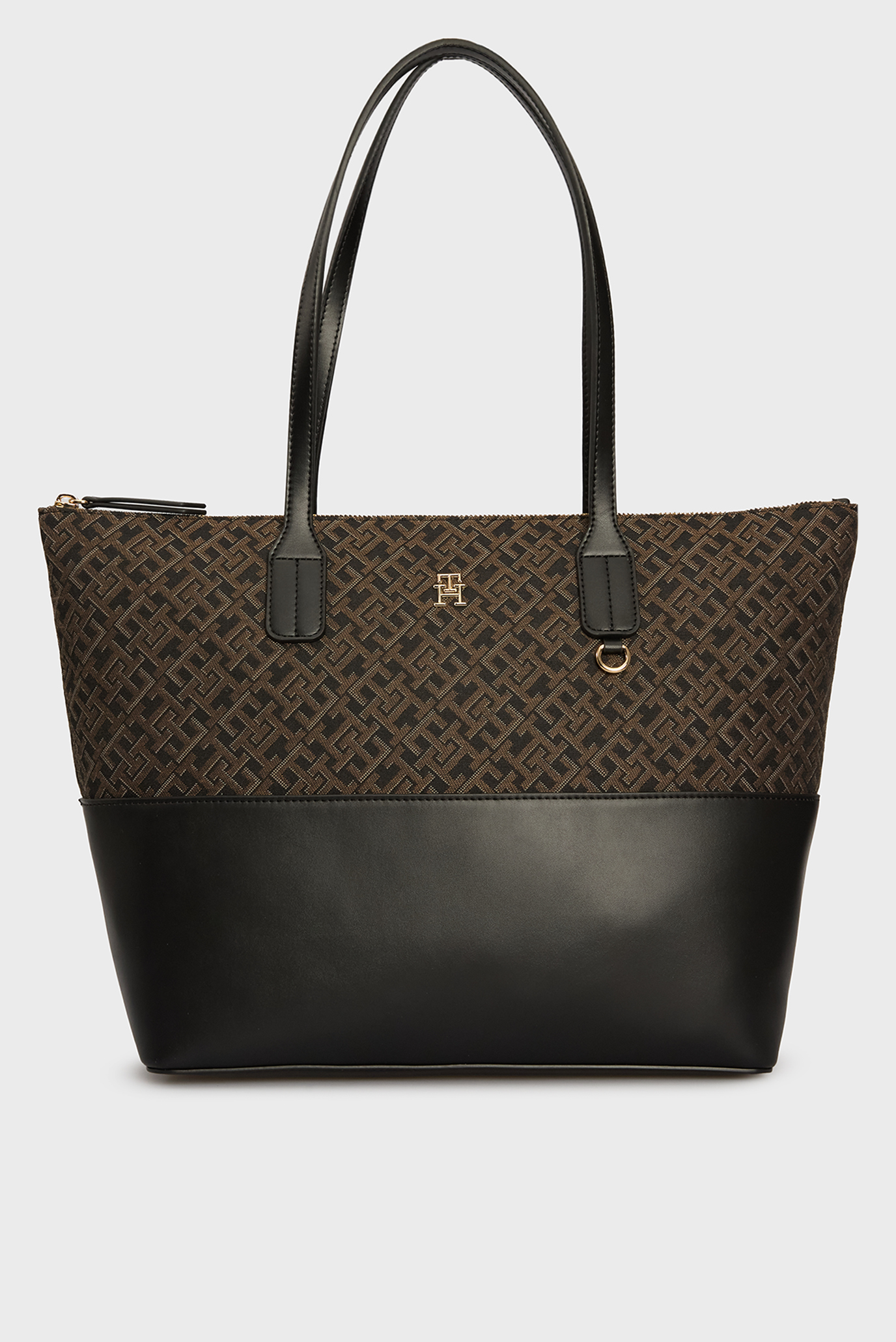 Женская черная сумка TH JACQUARD TOTE 1