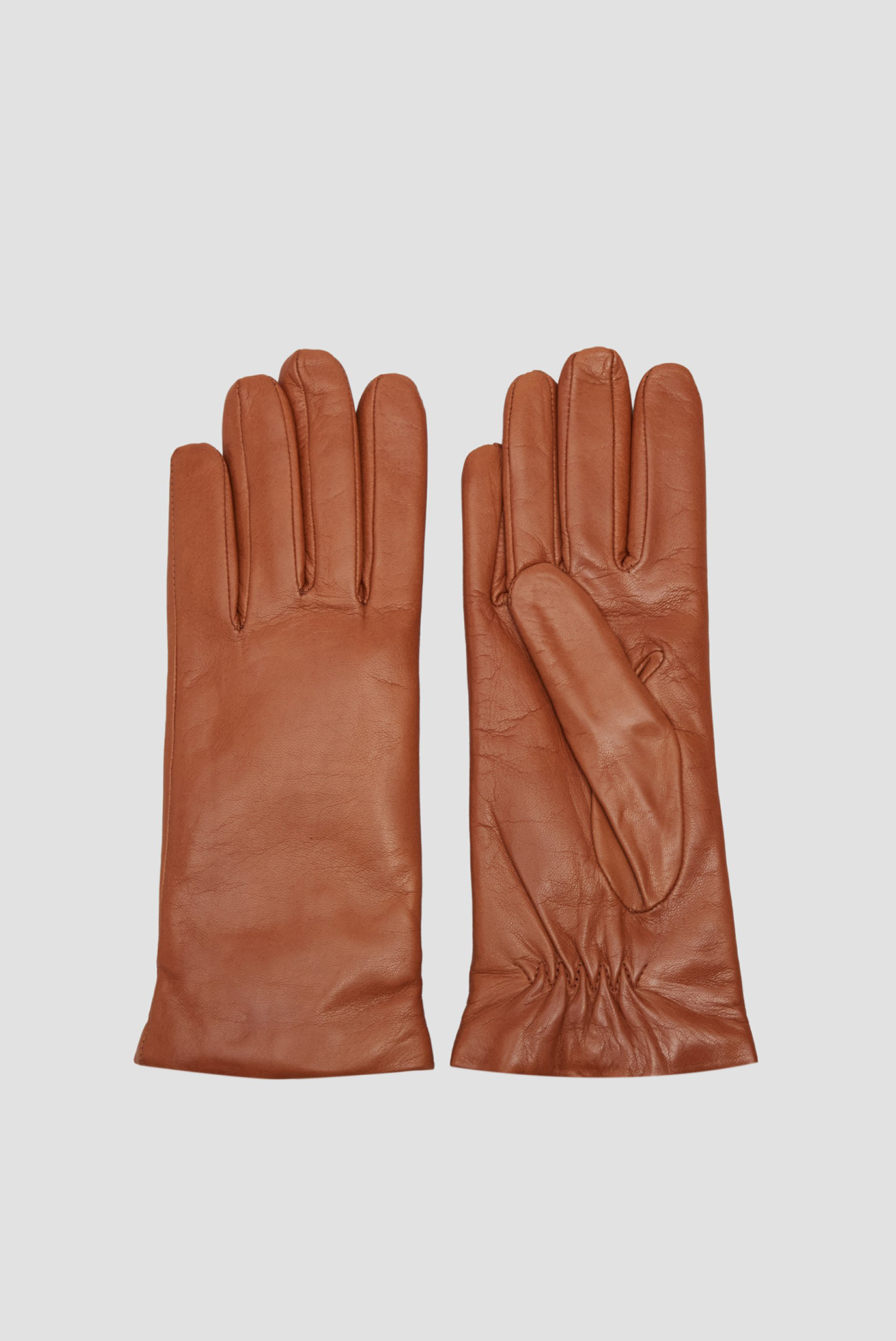 Жіночі коричневі шкіряні рукавички 1