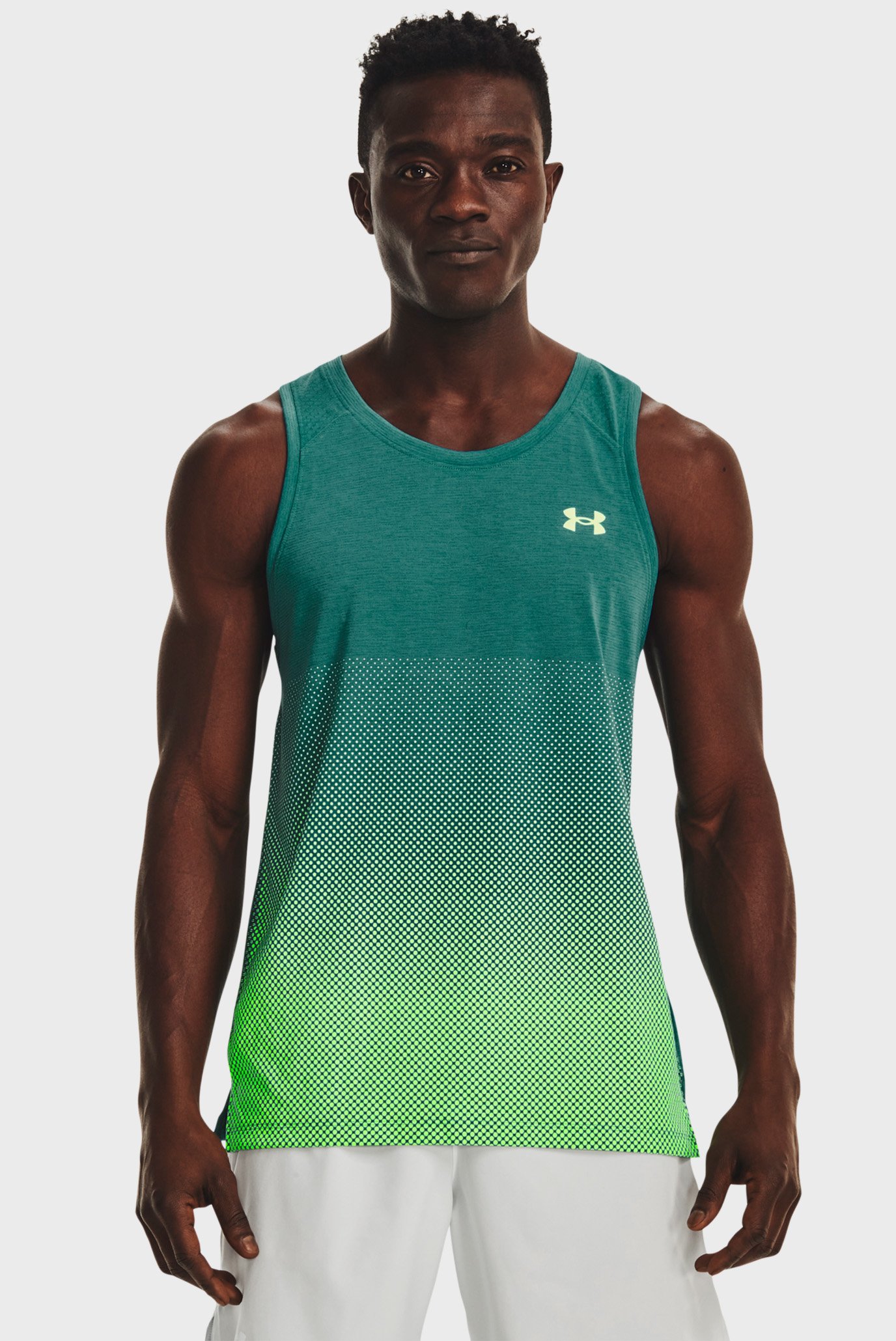 Мужская зеленая майка UA STREAKER WIND SINGLET 1