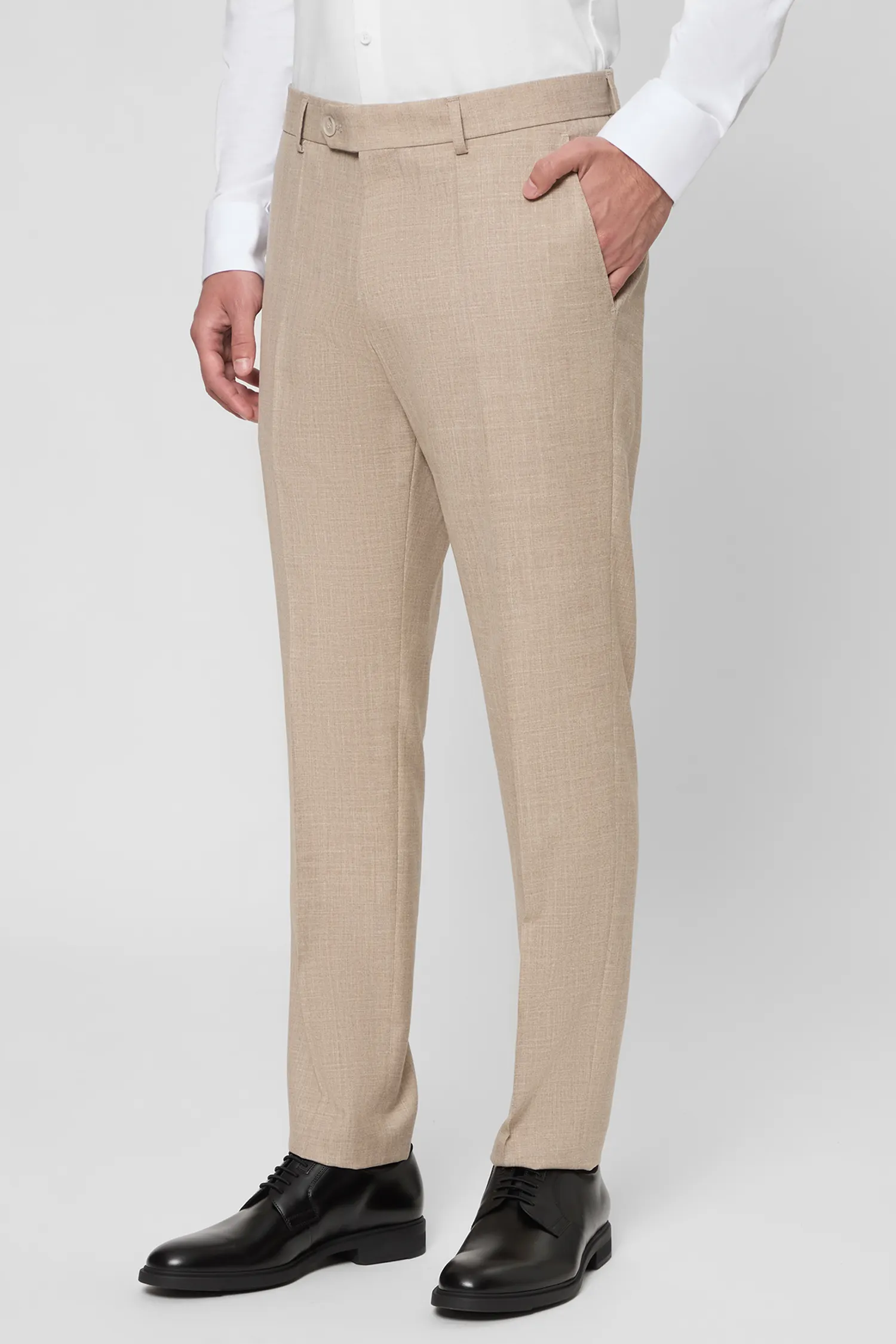 Мужской бежевый шерстяной костюм (пиджак, брюки) 3