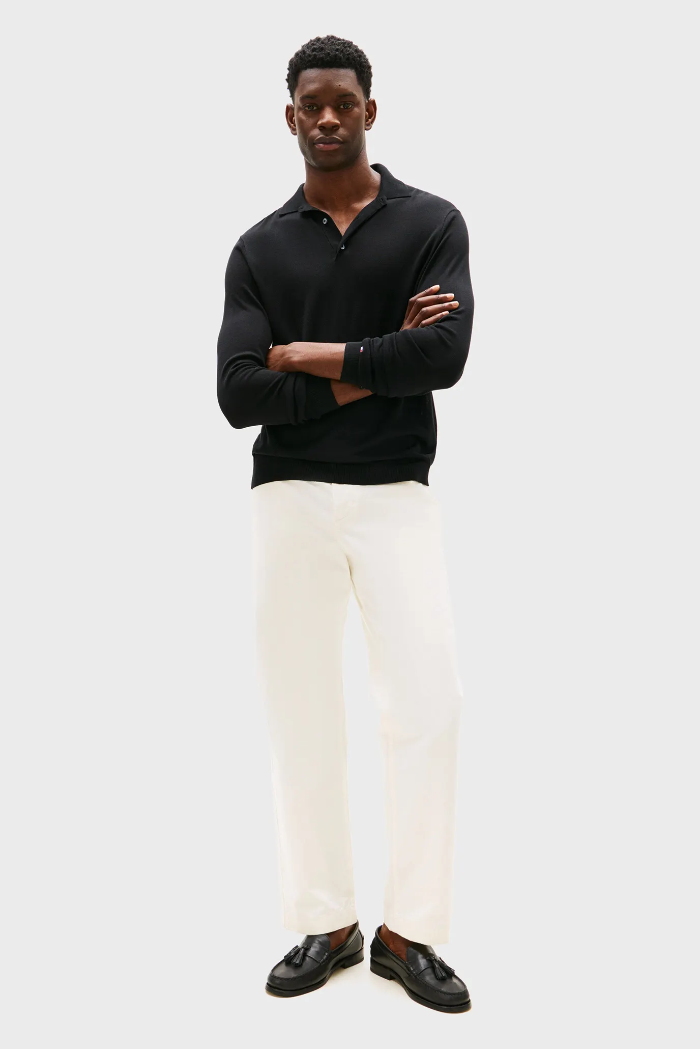 Чоловіче чорне поло SILK BLEND BUTTON 2