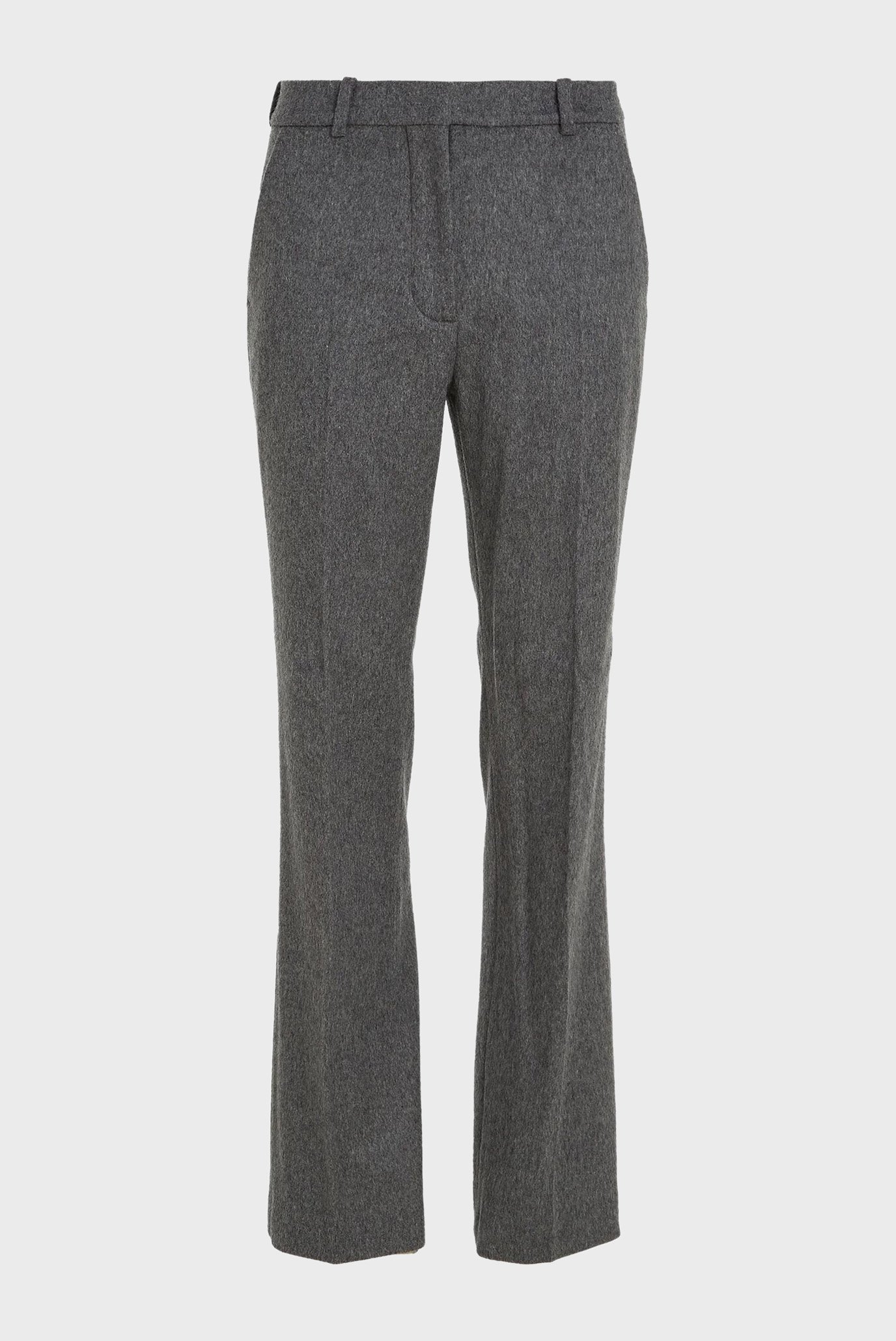 Женские темно-серые шерстяные брюки FLANNEL WOOL SLIM STRAIGHT PANTS 1