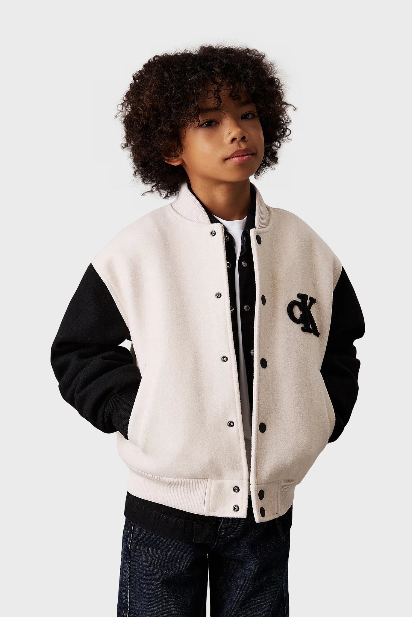 Детский бежевый бомбер HEATHER VARSITY JACKET 1