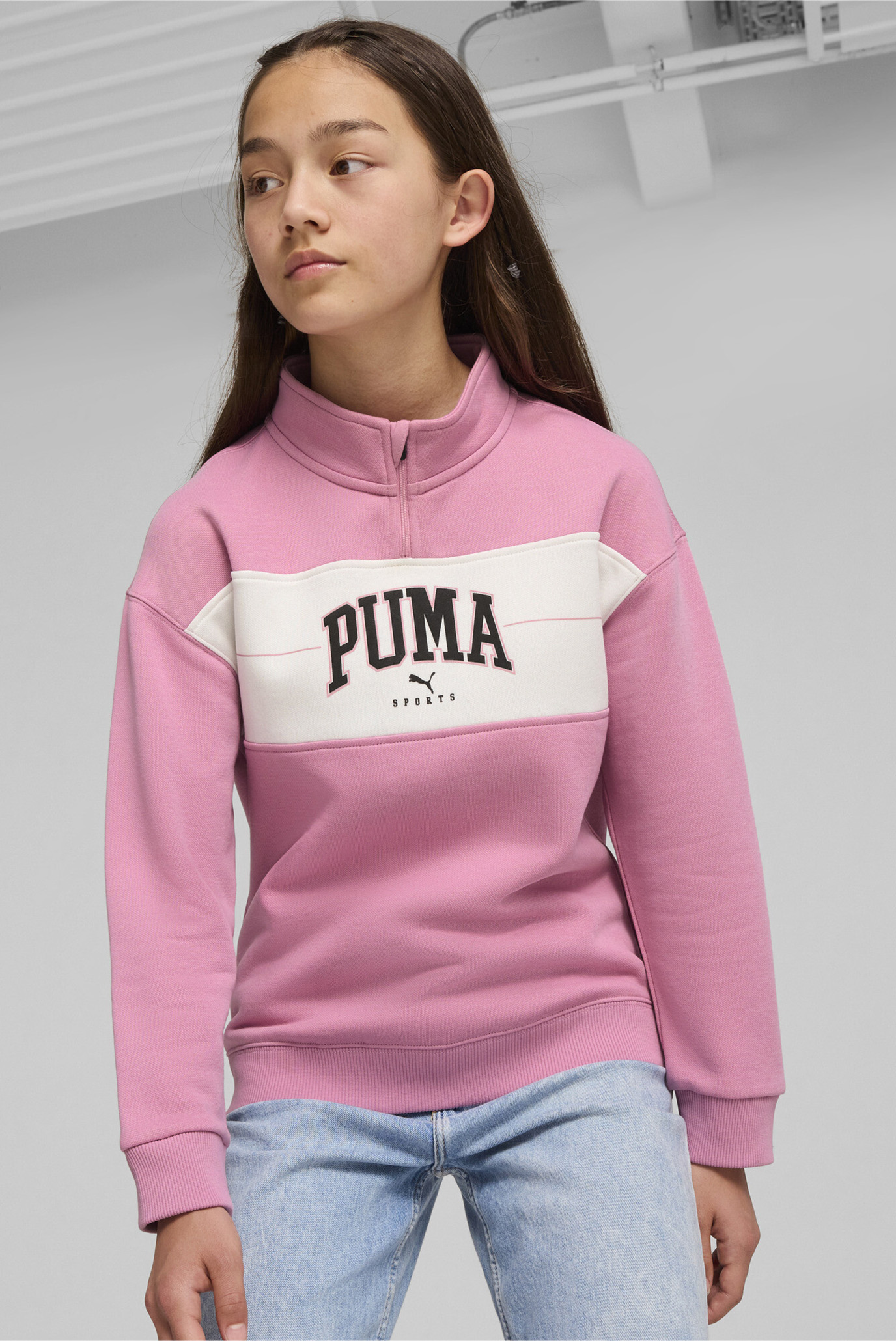 Детская розовая спортивная кофта PUMA SQUAD Half-Zip Youth 1