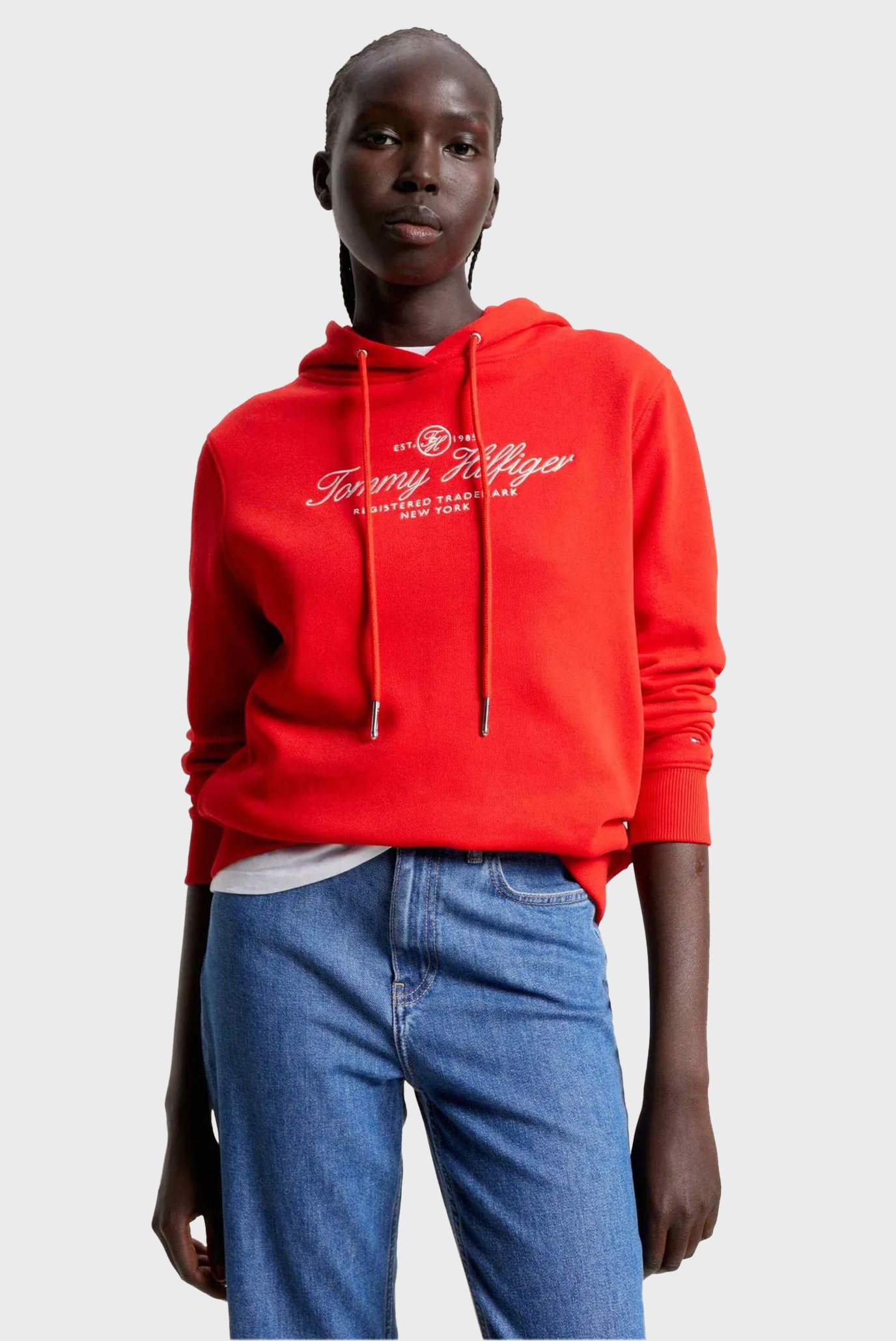 Женское красное худи REGULAR HILFIGER SCRIPT HOODIE 1