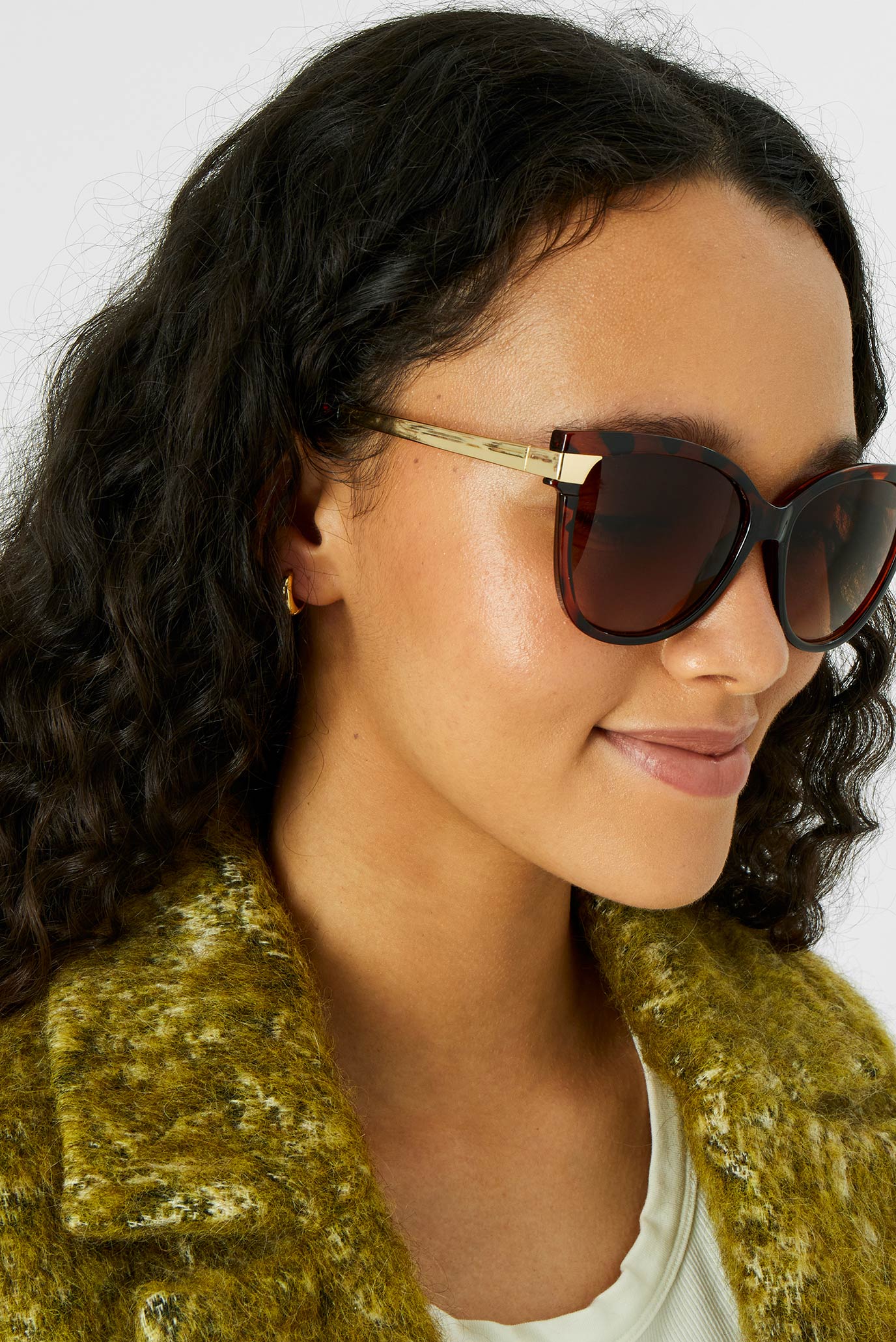 Женские коричневые солнцезащитные очки FELICITY METAL DETAI 1
