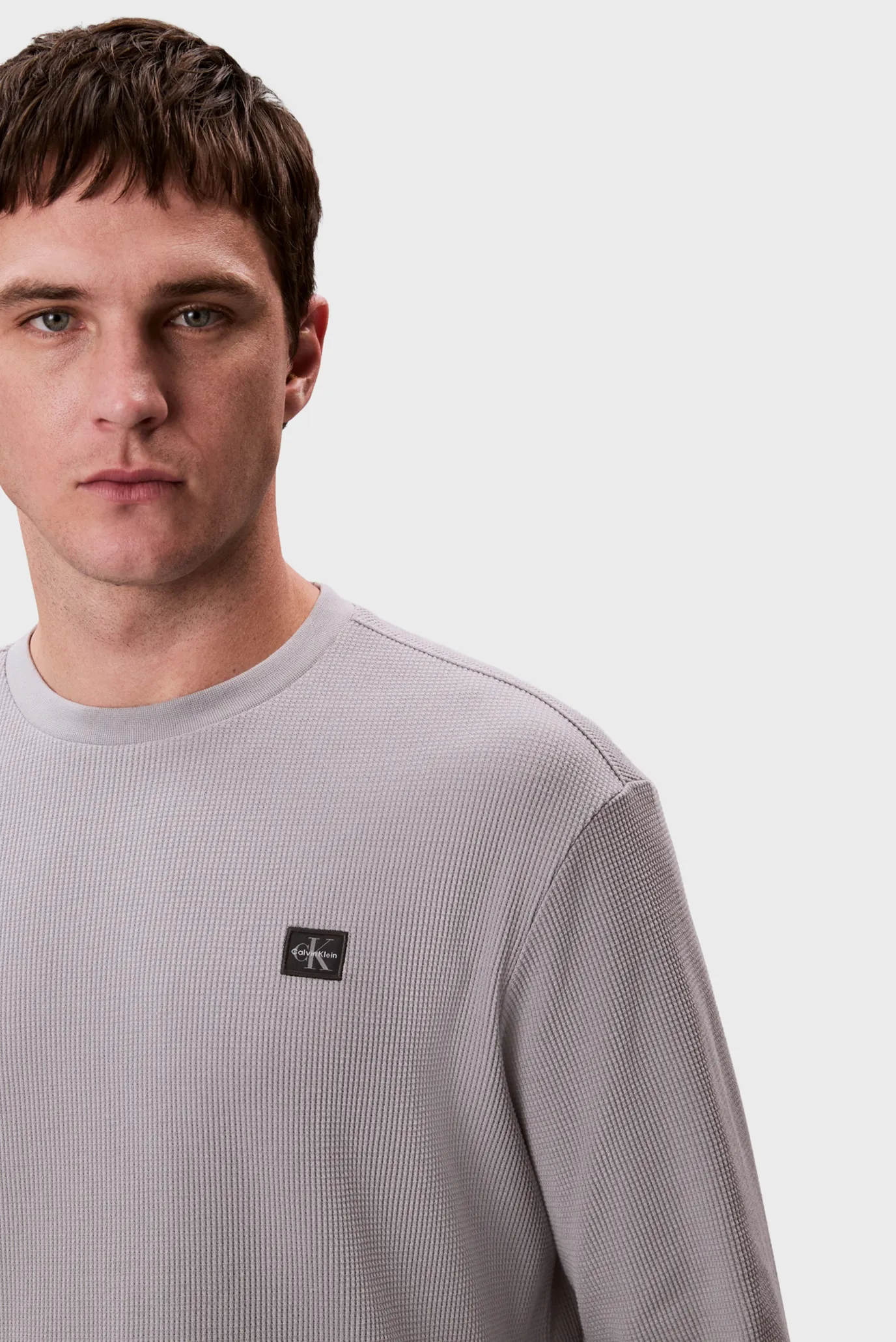 Мужской серый лонгслив WAFFLE BADGE 5