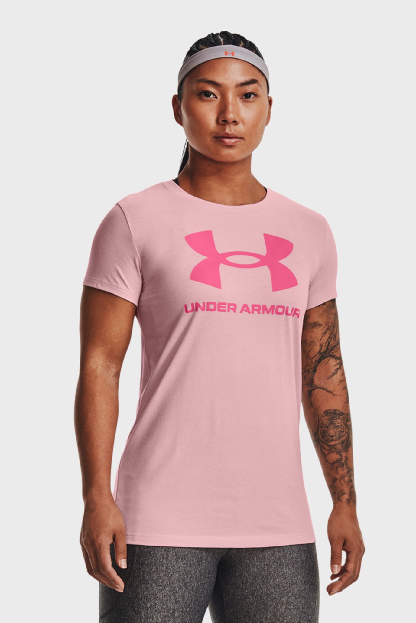 Жіноча рожева футболка UA SPORTSTYLE LOGO SS-PNK 1
