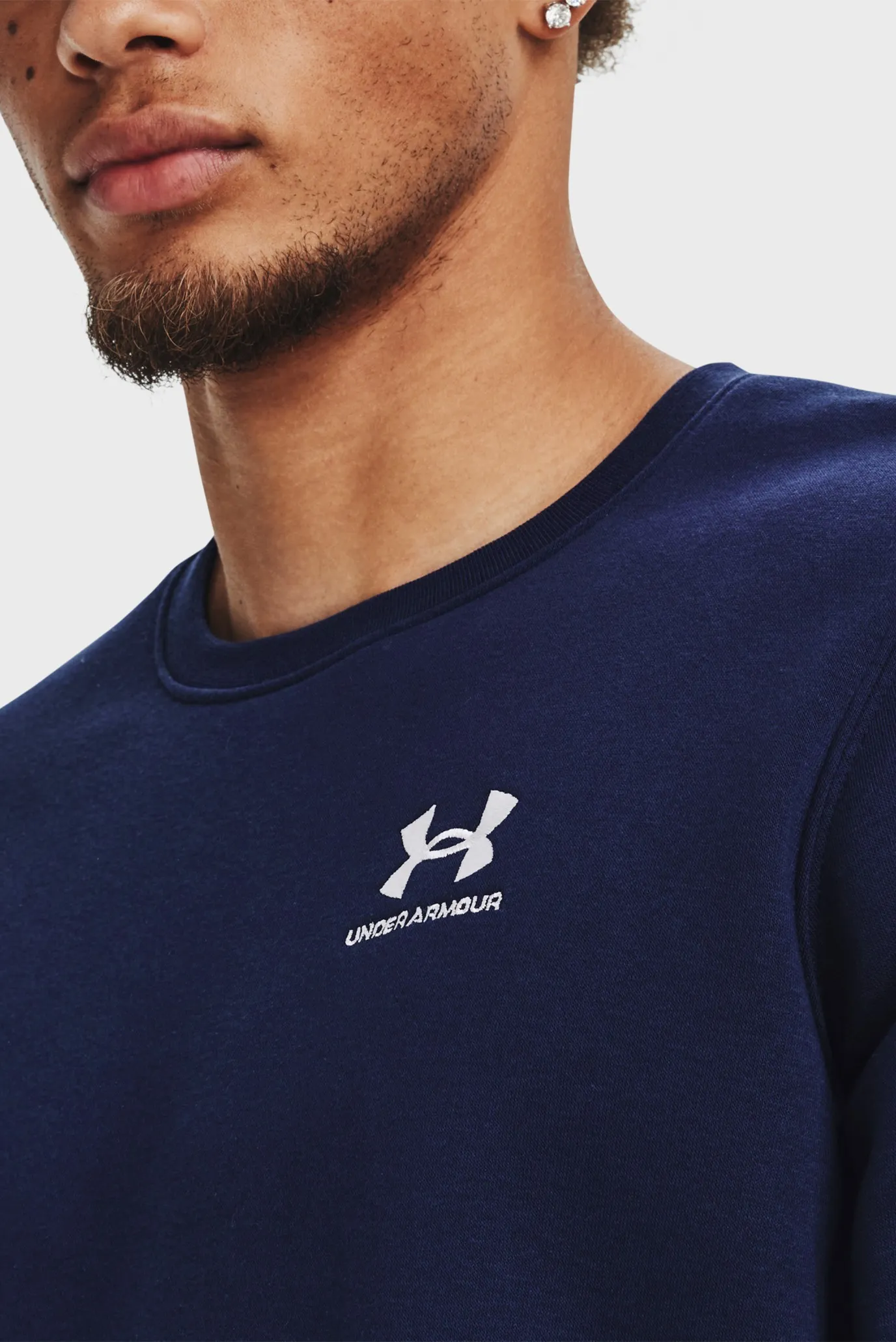 Чоловічий темно-синій світшот UA Essential Fleece Crew-GRN 4