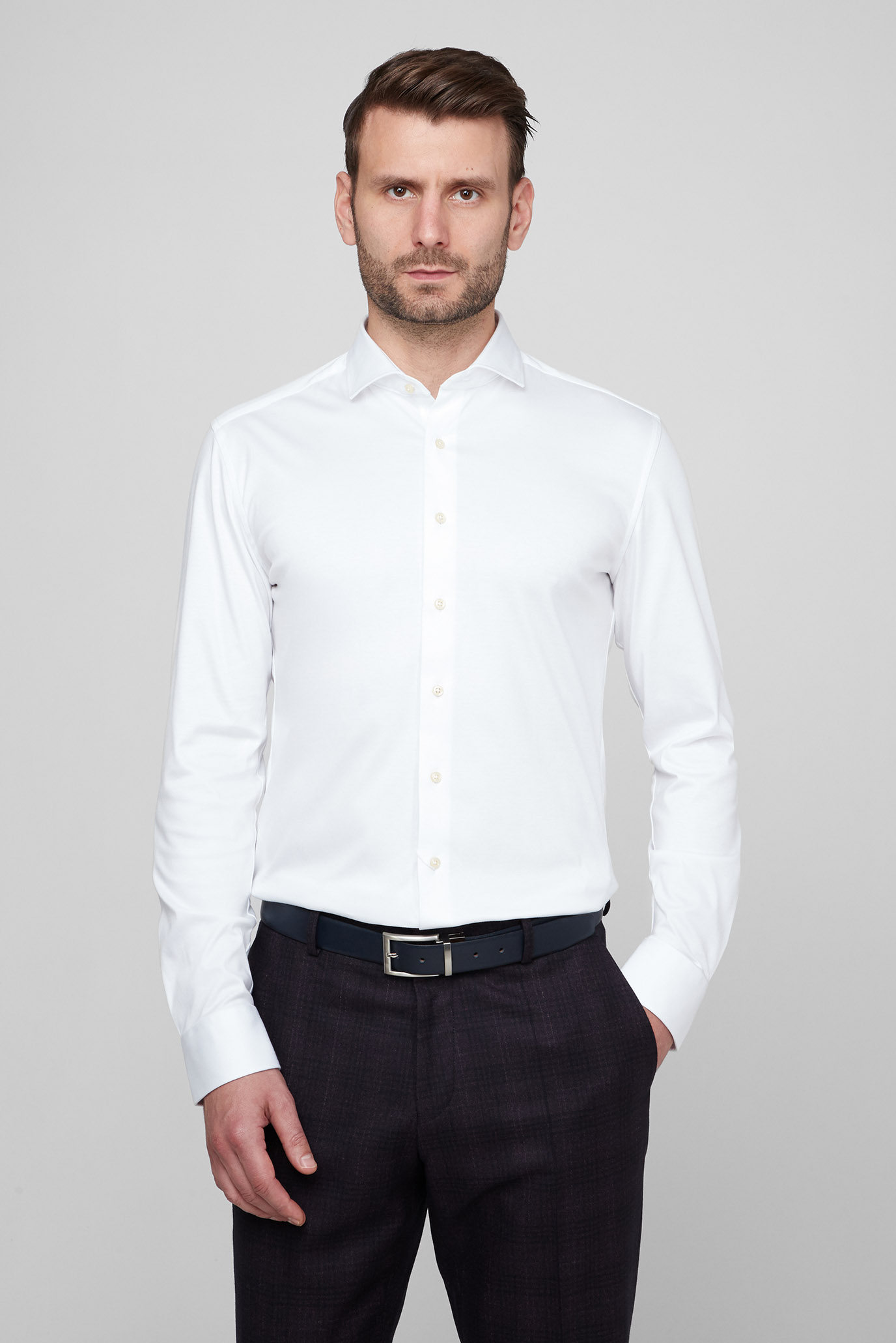 Мужская белая рубашка SLIM FIT 1