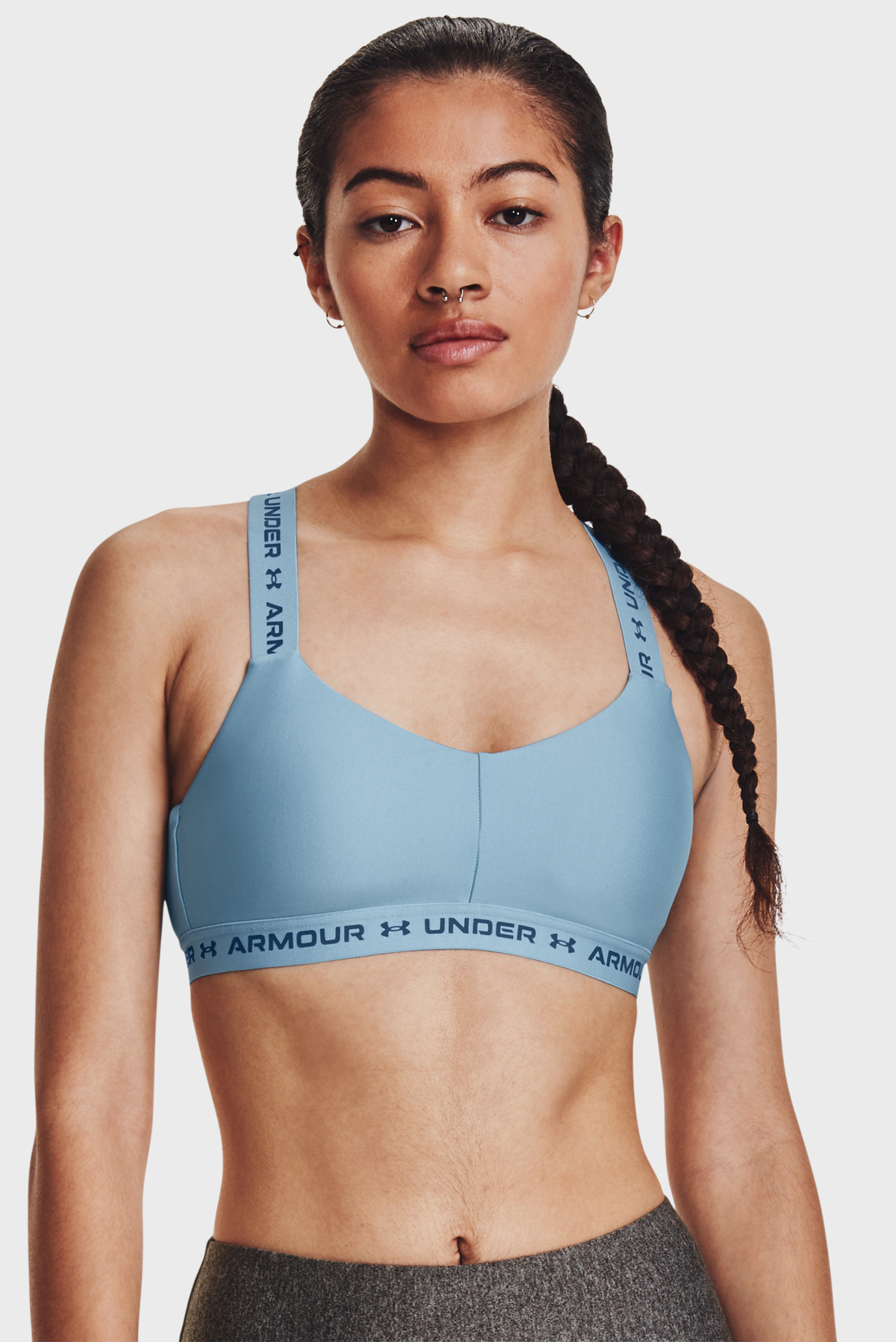 Женский голубой спортивный топ Crossback Low Under Armour 1361033-490 —  MD-Fashion