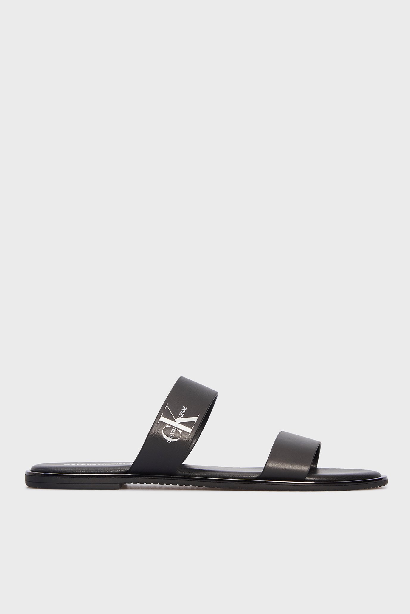 Жіночі чорні шкіряні слайдери FLAT SANDAL TWOSTRAPS LTH 1