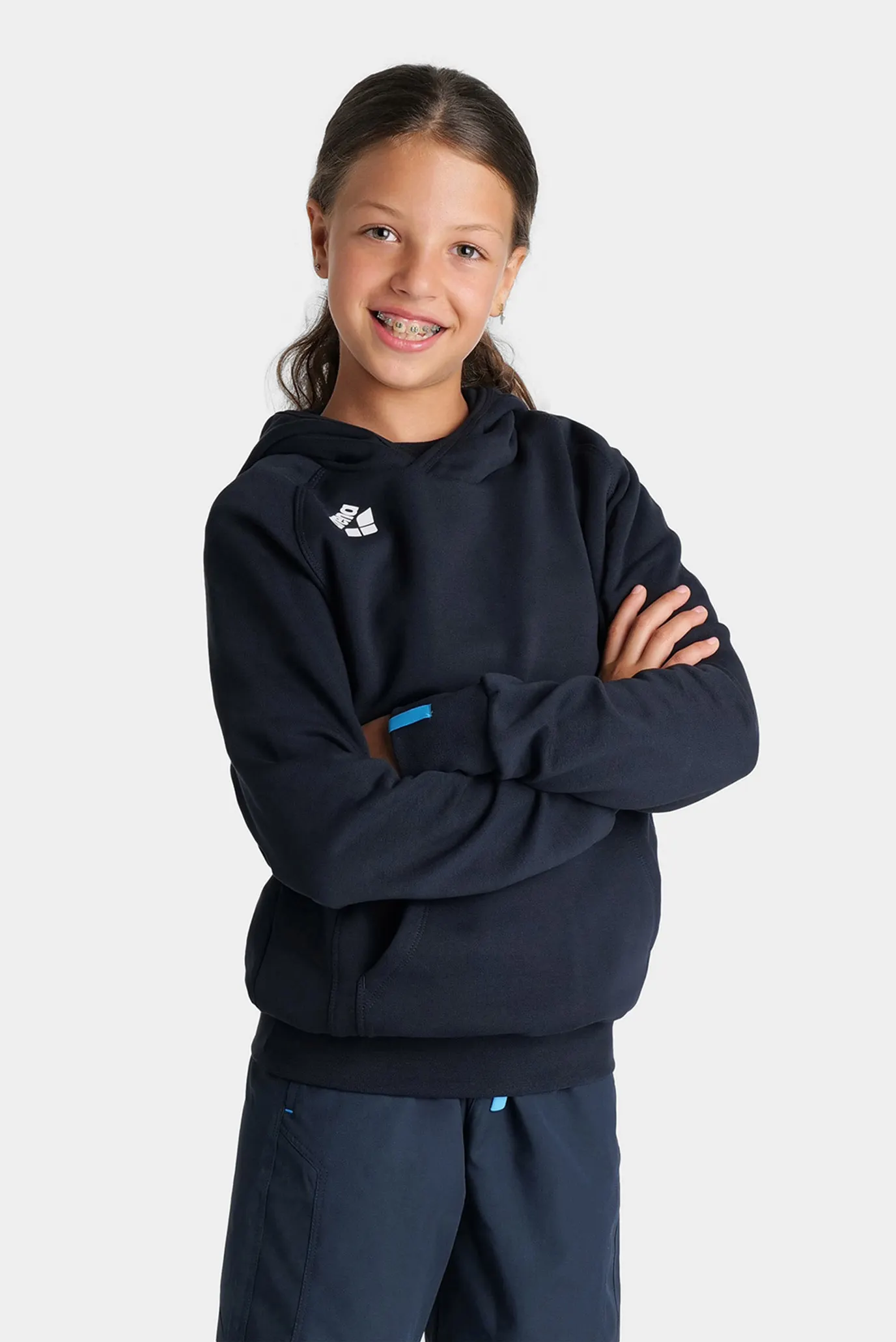 Детское темно-синее худи TEAM HOODED SWEAT PANEL 3