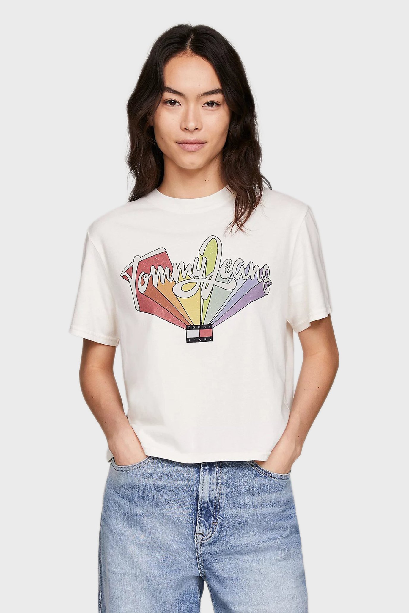 Женская белая футболка TJW BXY RAINBOW FLAG TEE 1