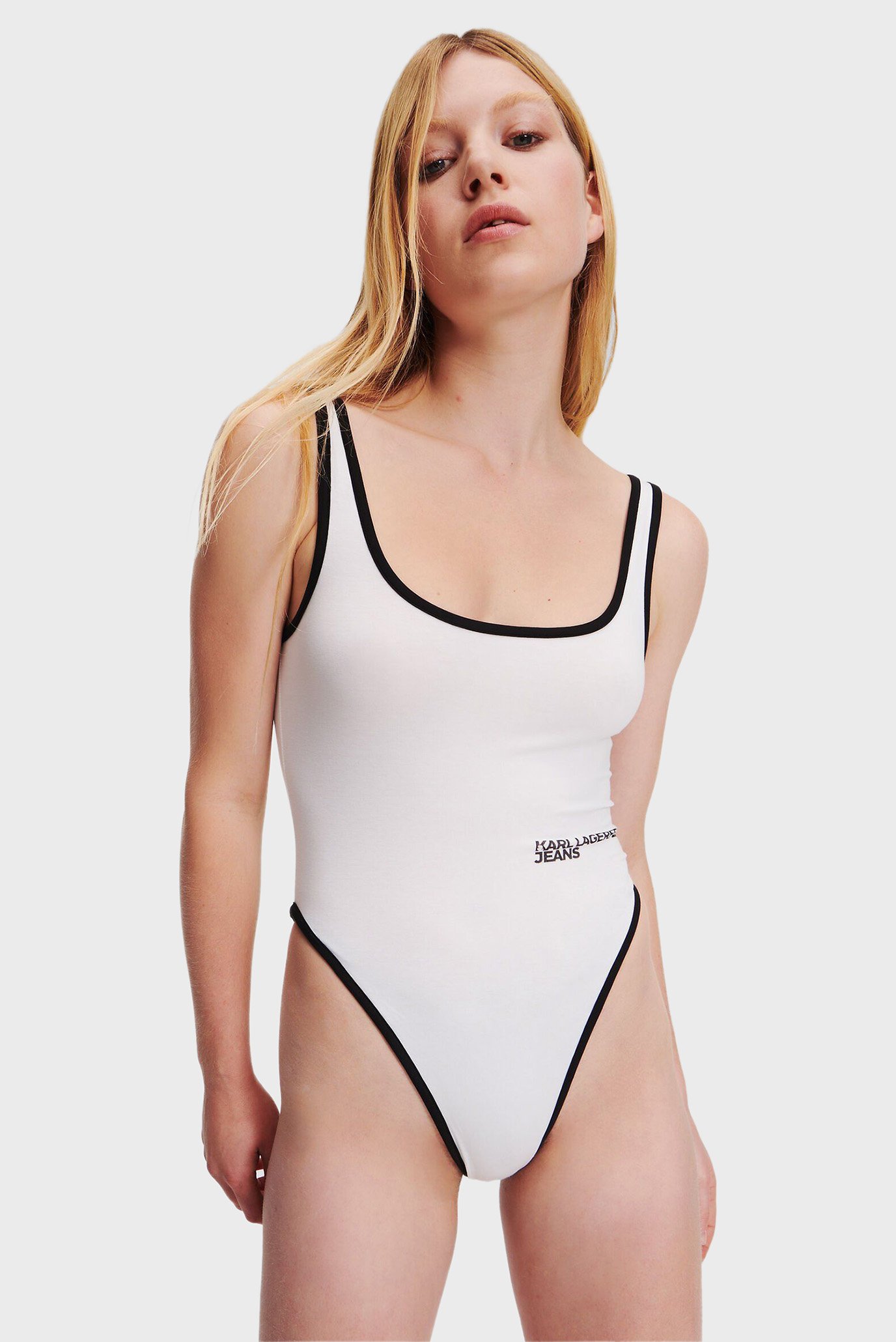 Женское белое боди KLJ LOW NECK TANK BODYSUIT 1