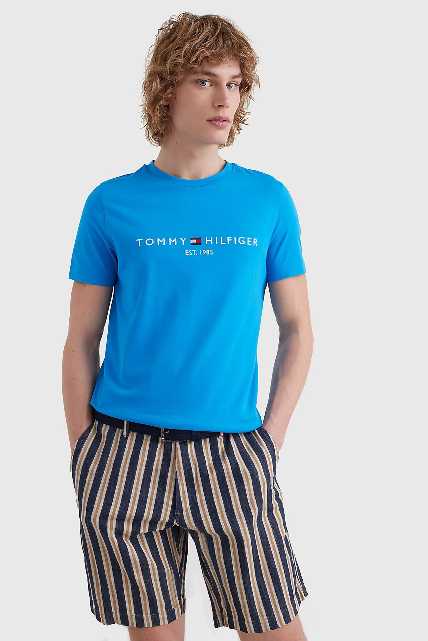 Мужская голубая футболка TOMMY LOGO 1