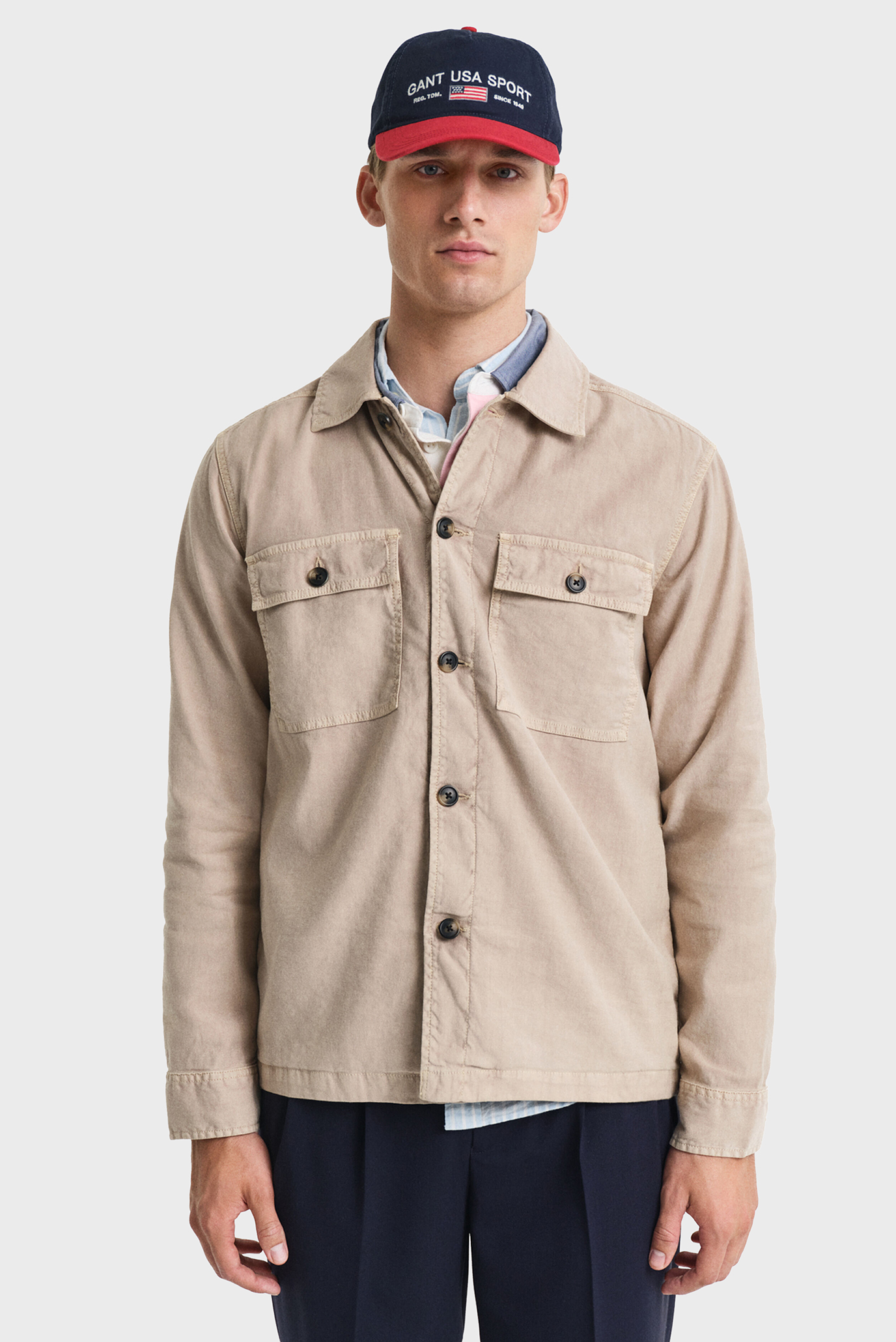 Мужская бежевая льняная рубашка LINEN OVERSHIRT Бежевый XXL Gant 3250030 Мужская бежевая льняная рубашка LINEN OVERSHIRT Бежевый XXL Gant 3250030