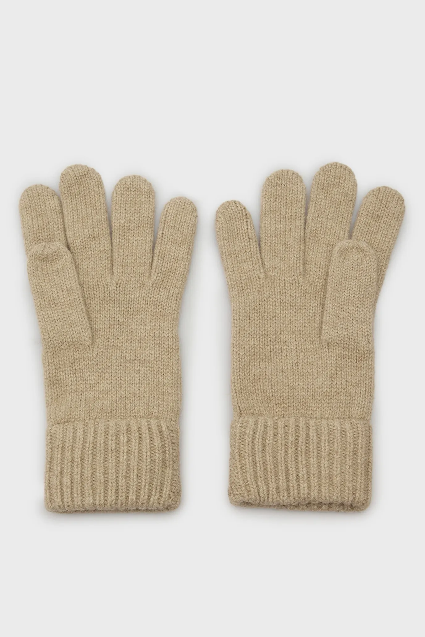 Женские бежевые шерстяные перчатки WOOL KNITTED GLOVES 2