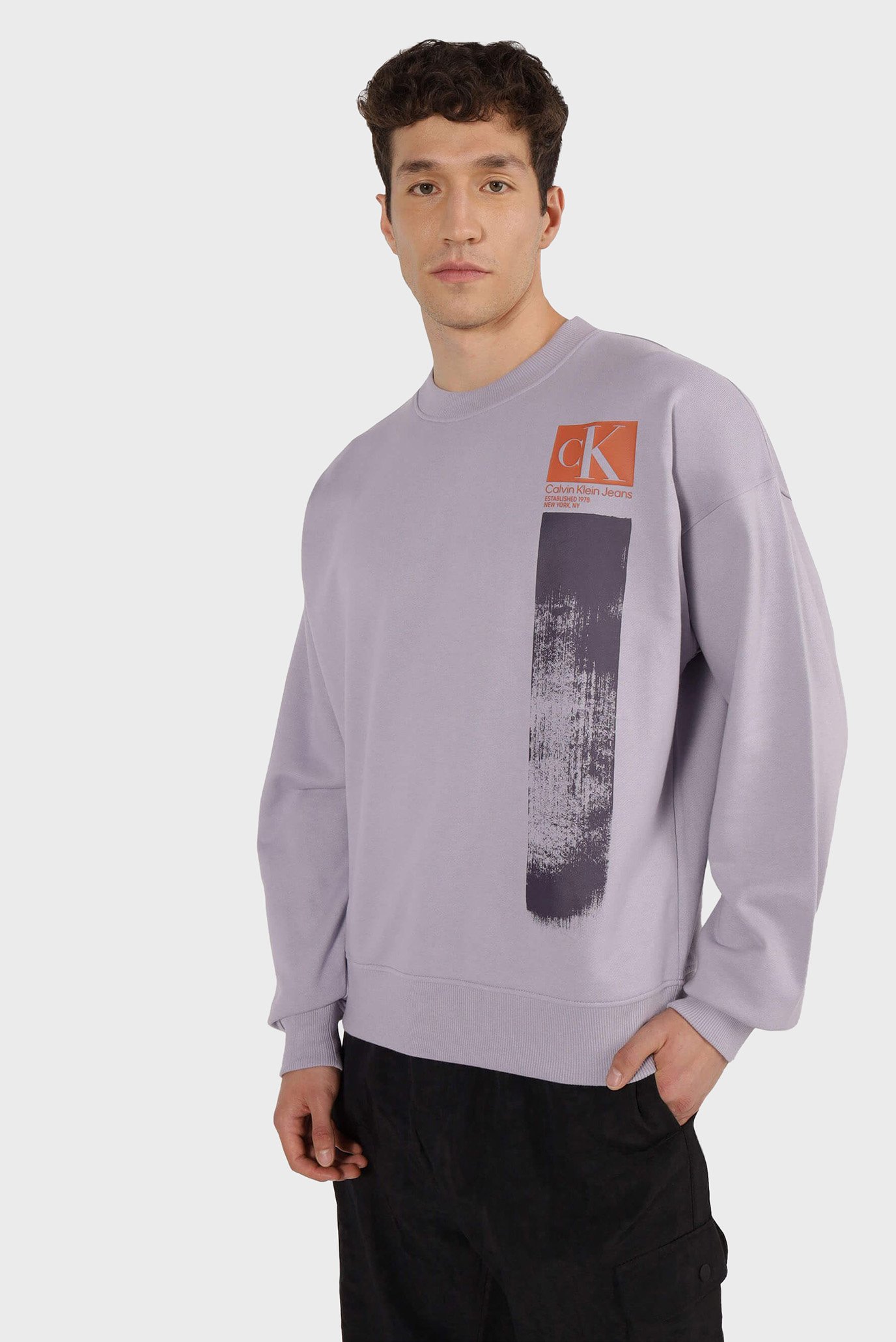 Чоловічий бузковий світшот BRUSHSTROKE CREW NECK 1