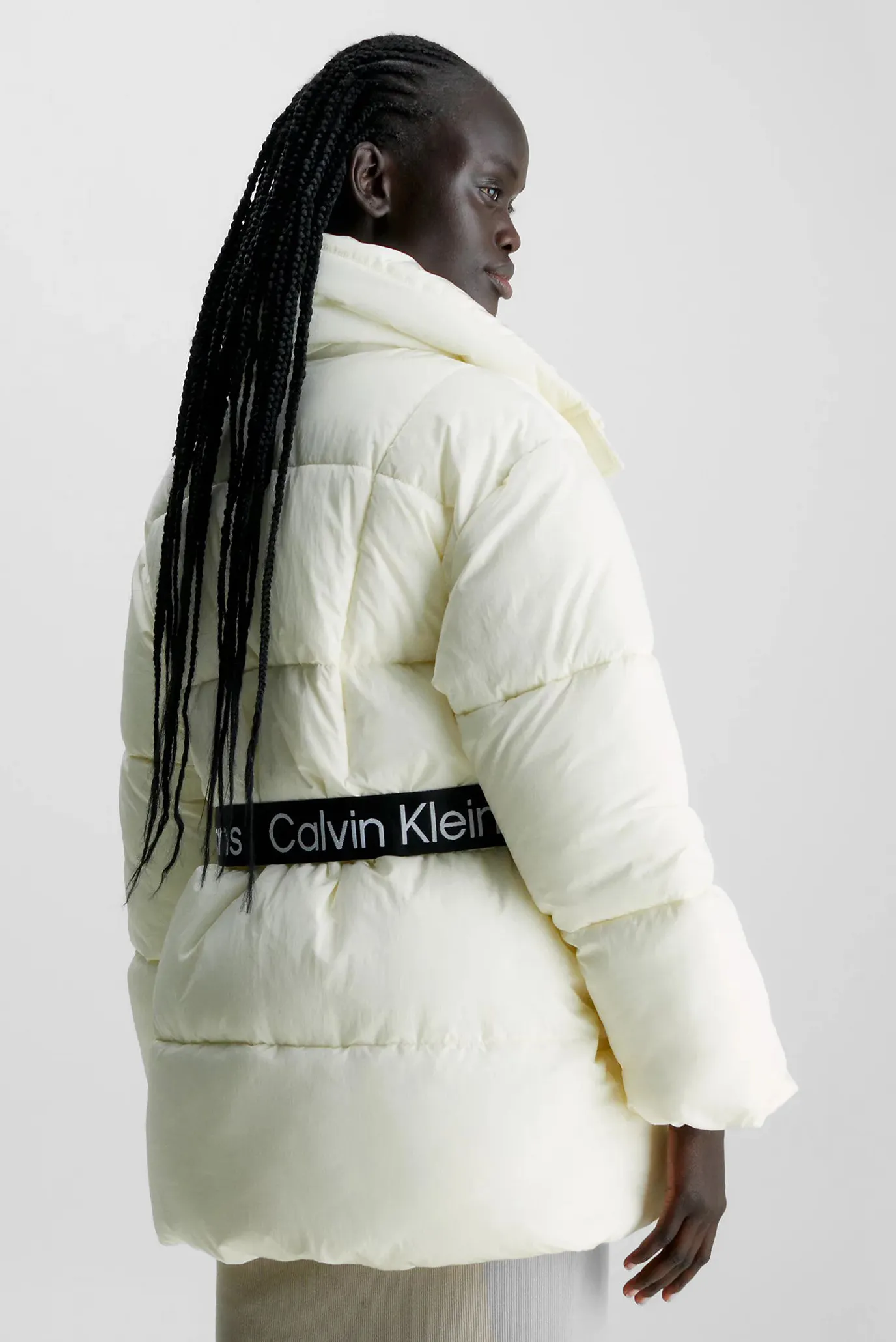 Женская белая куртка BELTED LONG PUFFER Calvin Klein Jeans
