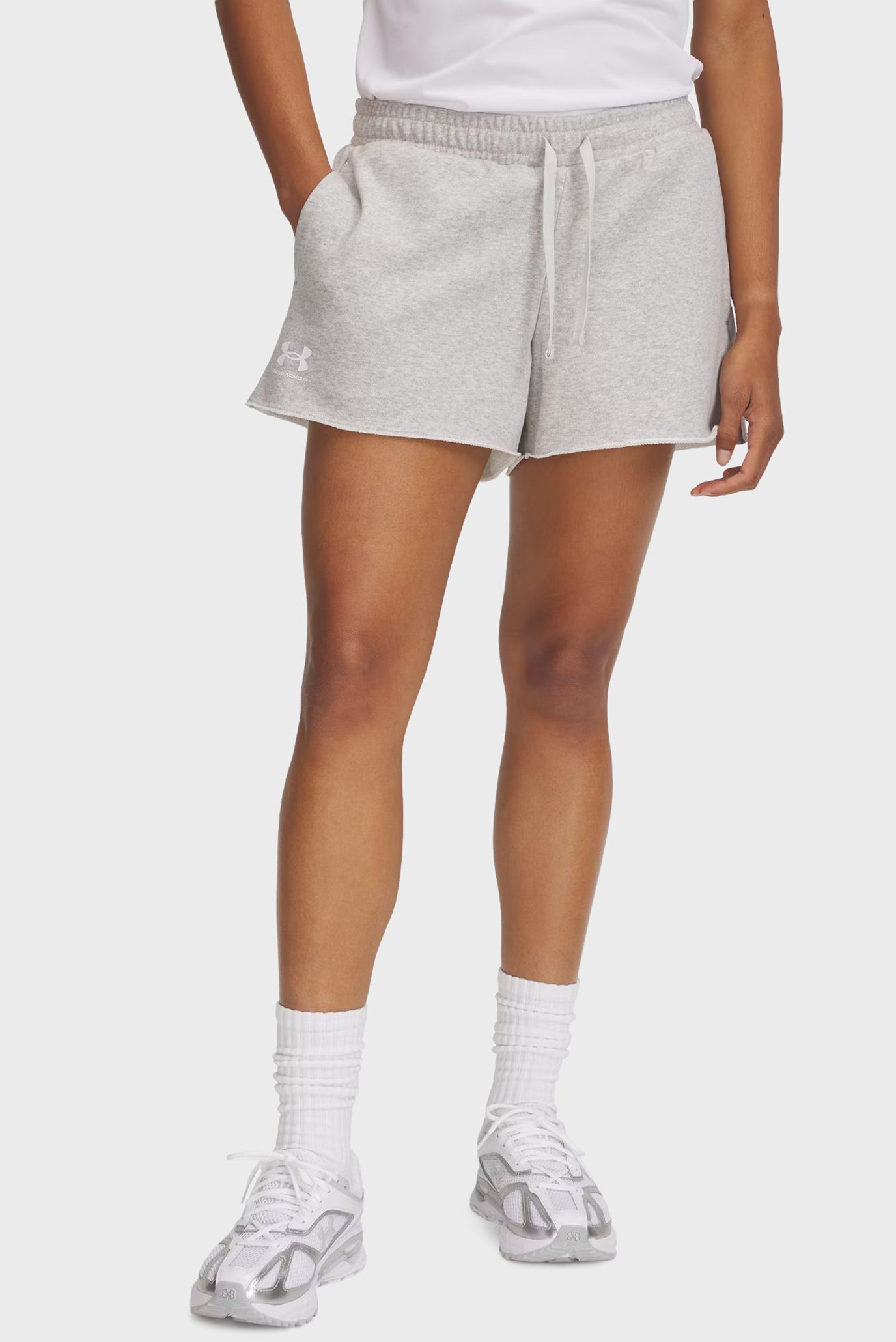 Женские серые шорты UA Rival Terry Short Серый S Under Armour 1389657-011 Женские серые шорты UA Rival Terry Short Серый S Under Armour 1389657-011