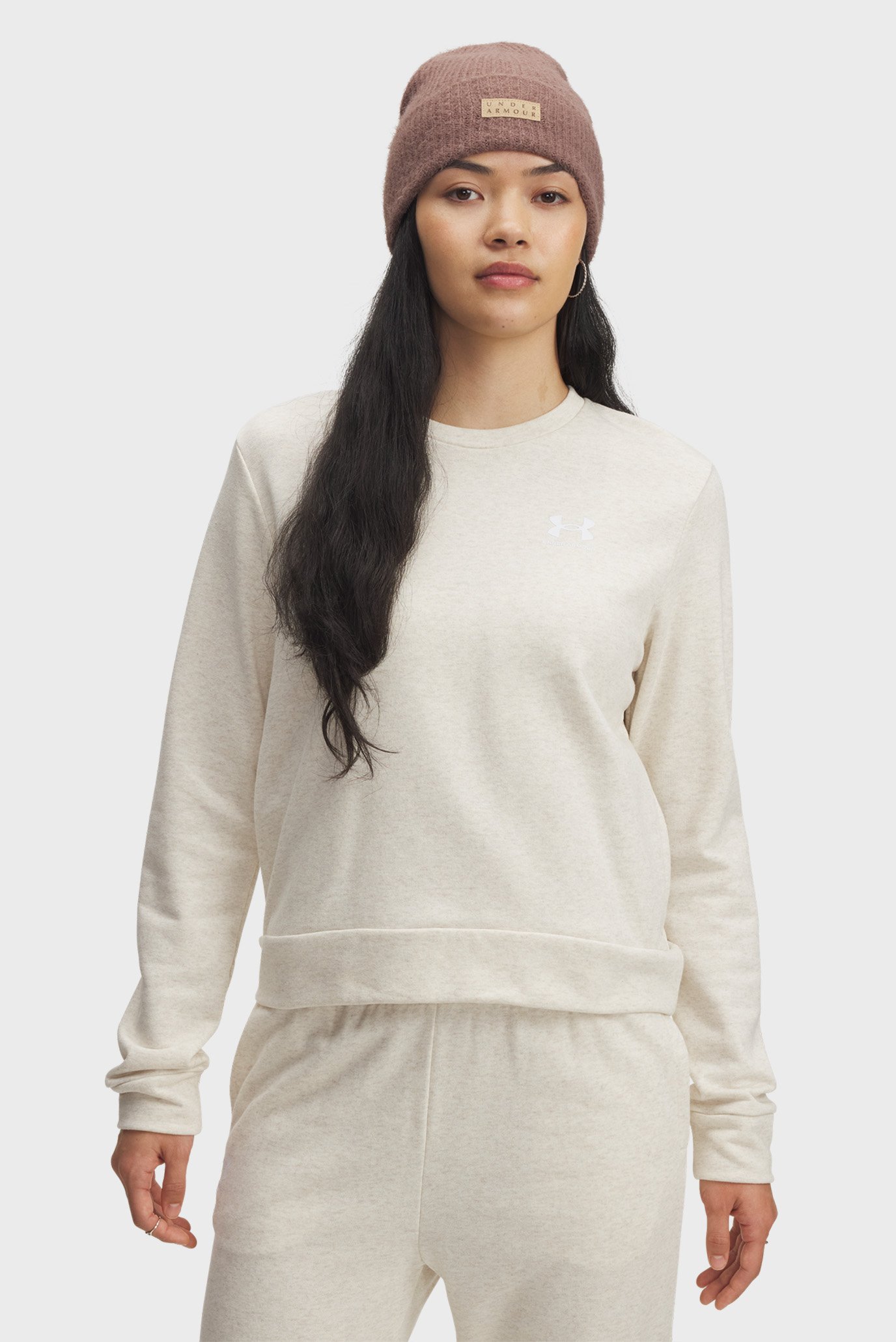 Женский белый свитшот UA Rival Terry Crew Белый XS Under Armour 1389659-783 Женский белый свитшот UA Rival Terry Crew Белый XS Under Armour 1389659-783