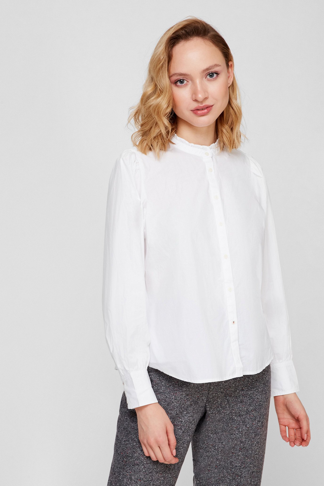 Женская белая блуза POPLIN FRILL 1